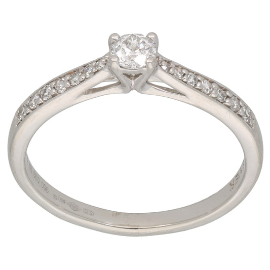 Platinum 0.33ct Diamond Solitaire Ring With Accent Stones Size Q