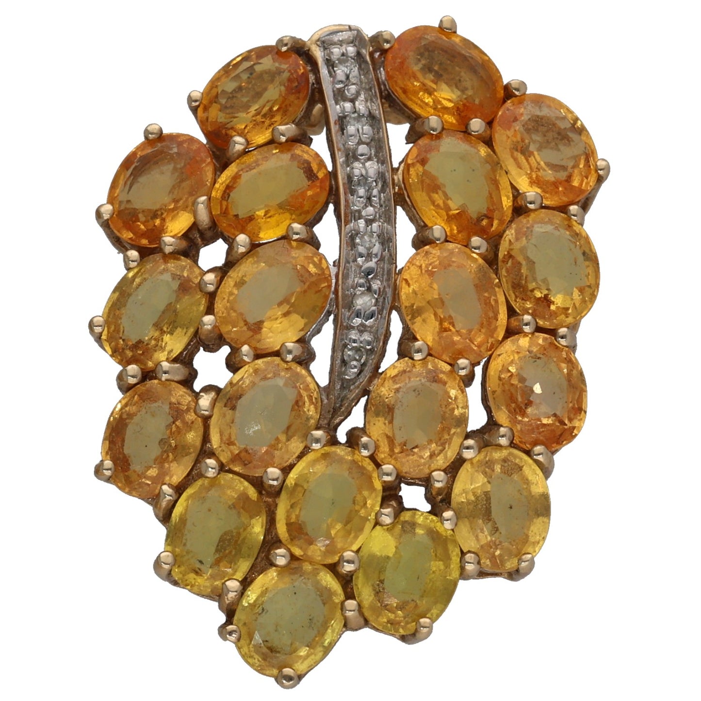 9ct Gold Yellow Sapphire & 0.03ct Diamond Dress/Cocktail Pendant