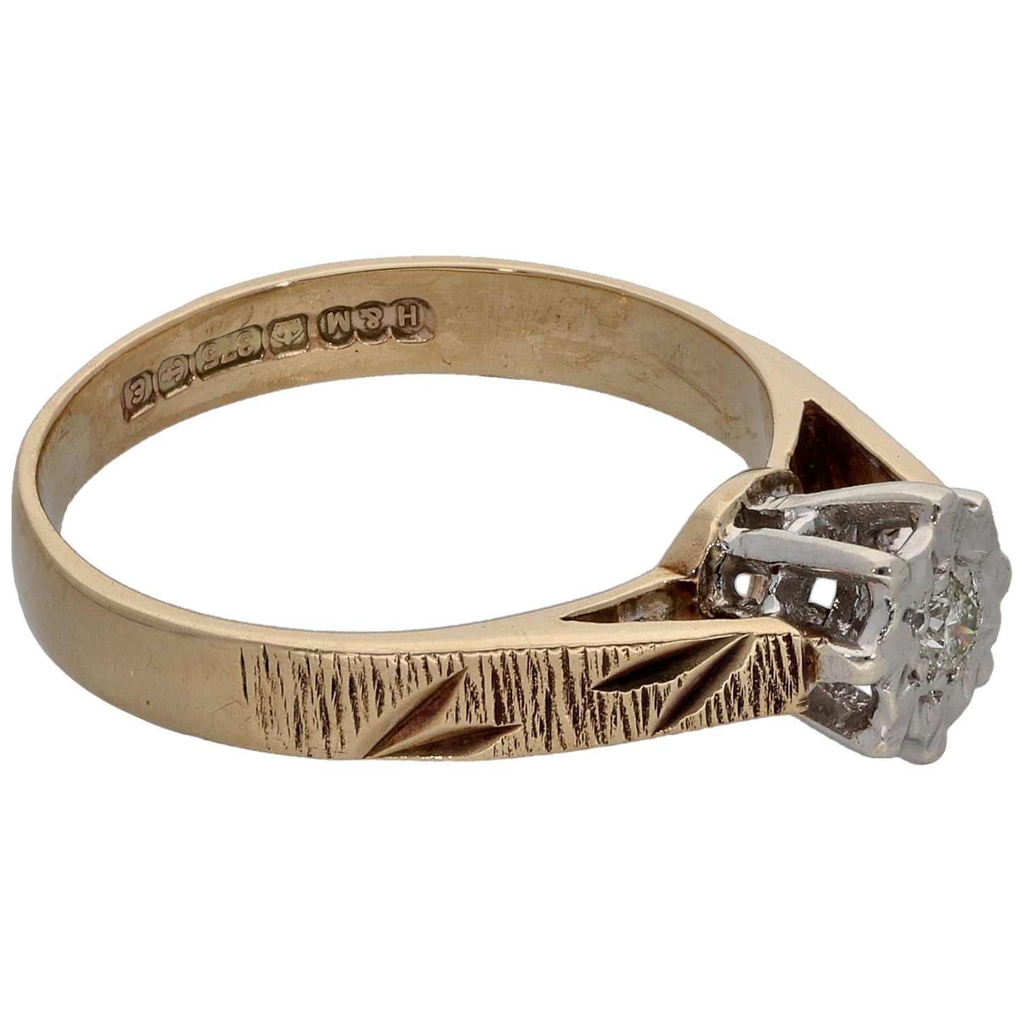 9ct Gold 0.03ct Diamond Solitaire Ring Size L