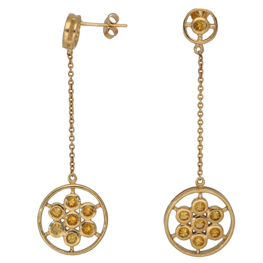 9ct Gold Citrine Drop Earrings