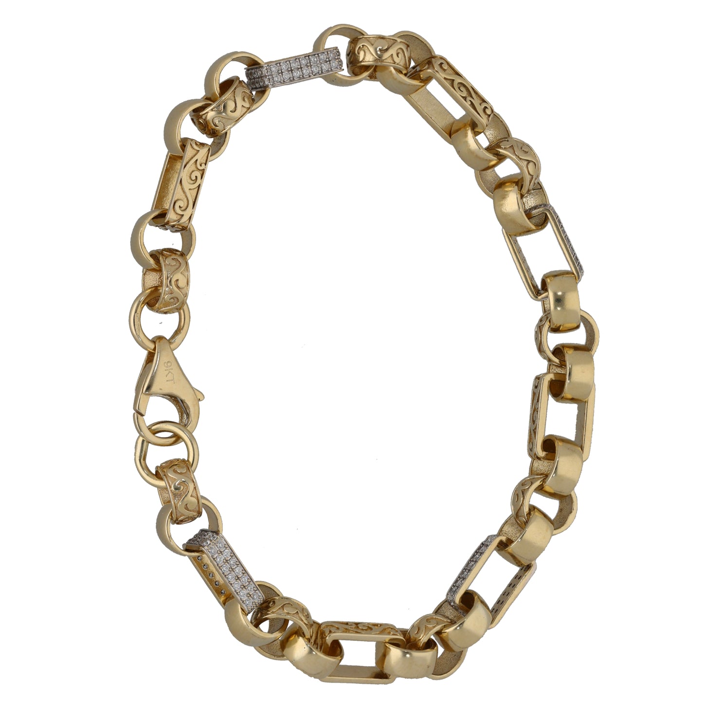 9ct Gold Cubic Zirconia Belcher Bracelet