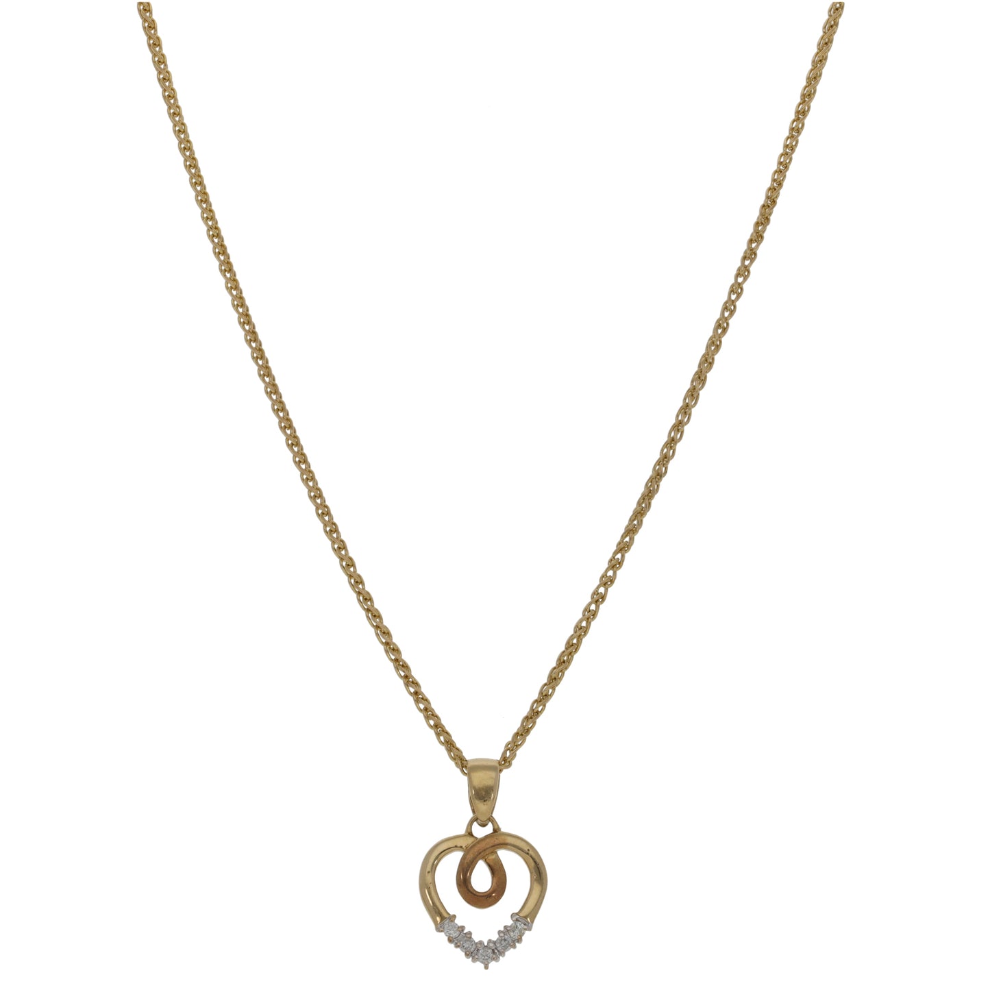 9ct Gold 0.10ct Diamond Heart Pendant With Chain