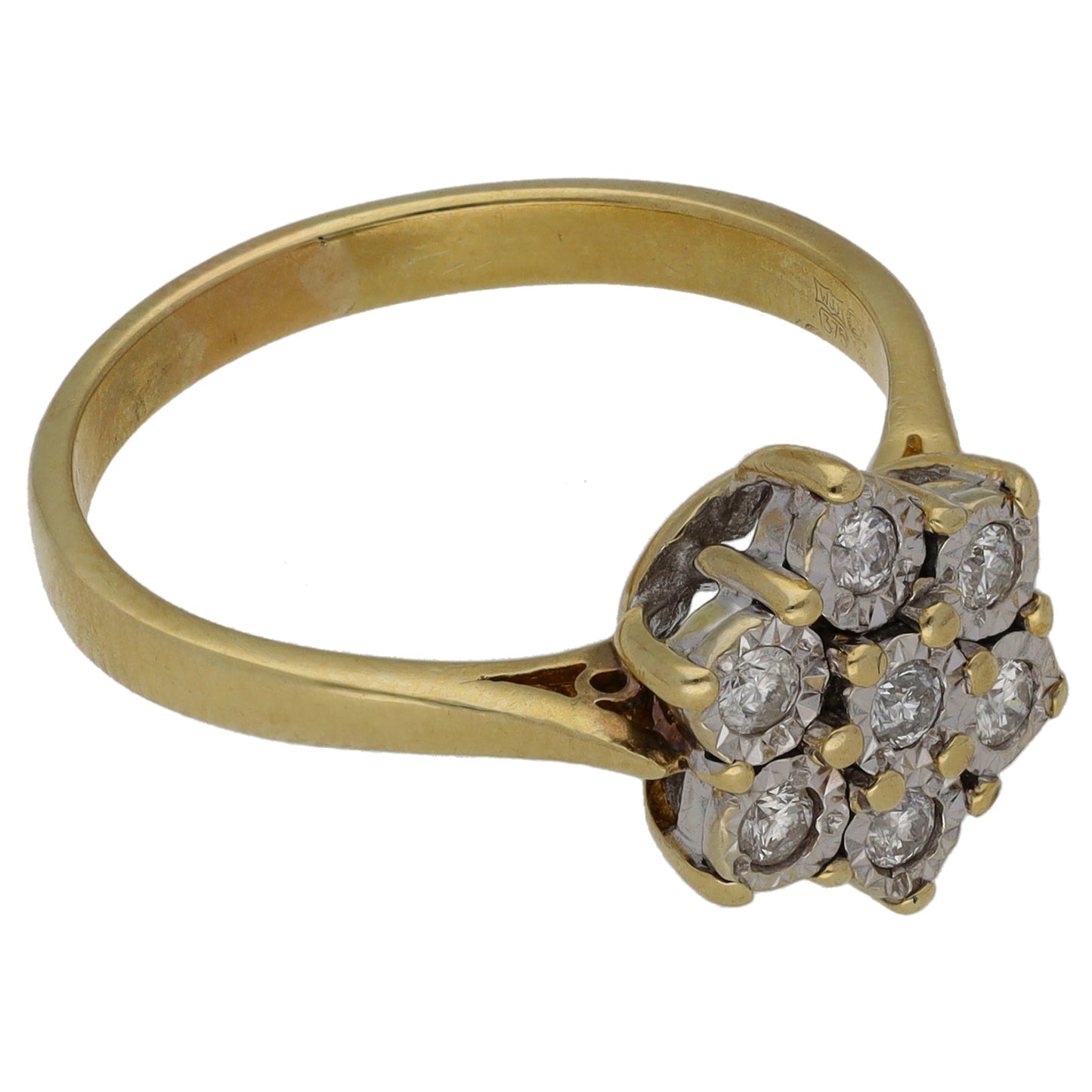 9ct Gold 0.20ct Diamond Cluster Ring Size P