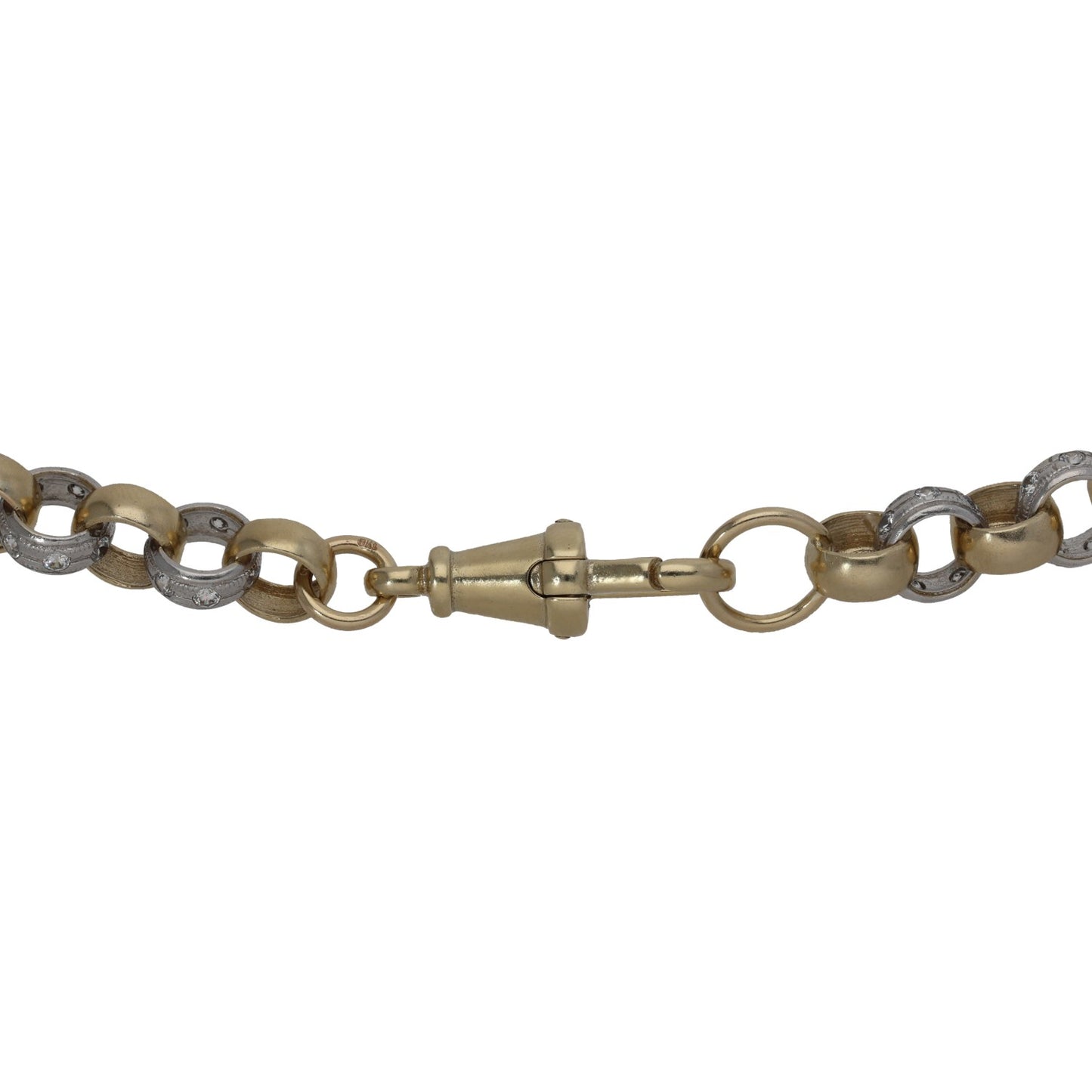 Bicolour gold belcher chain with CZ links and spring clasp