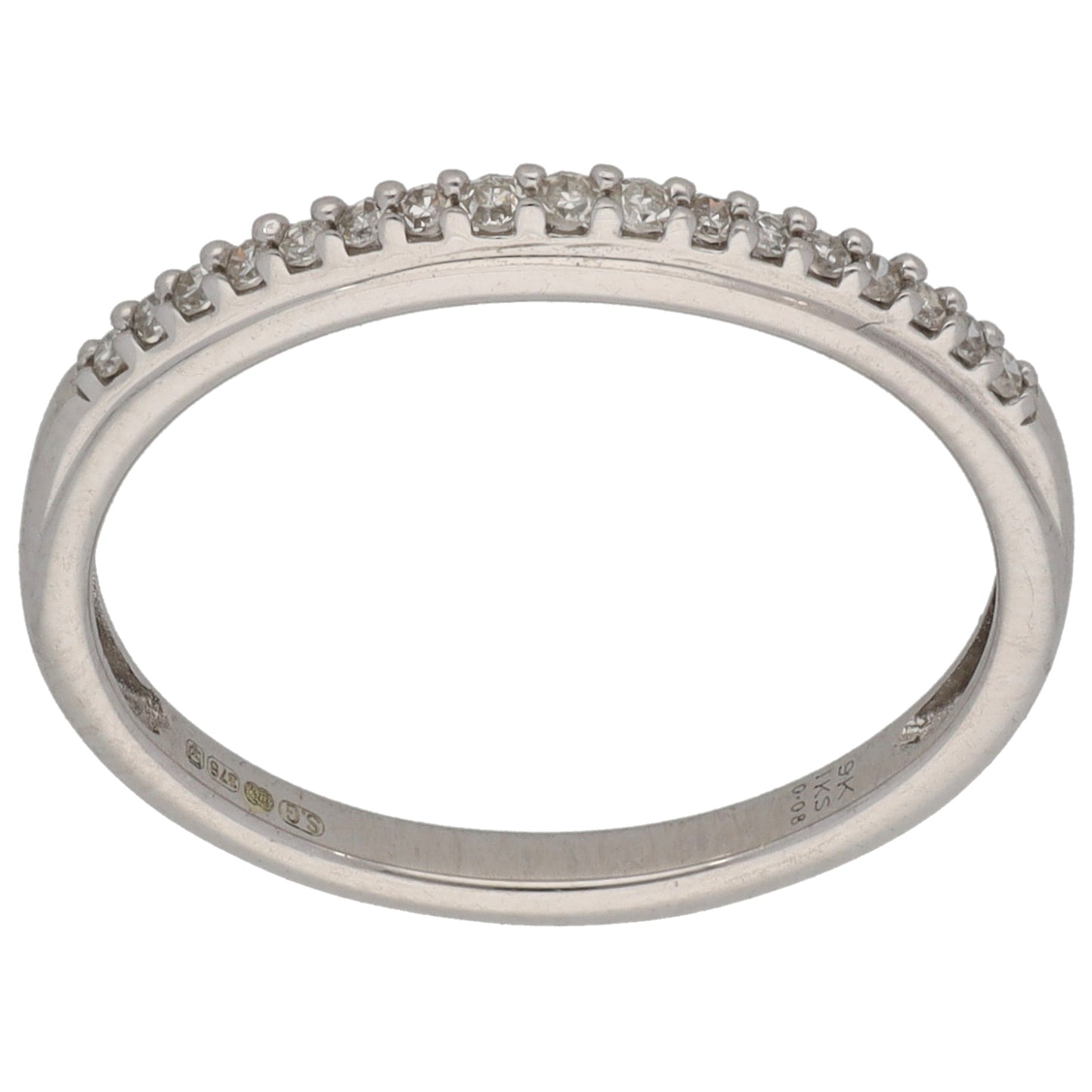 9ct White Gold 0.08ct Diamond Half Eternity Ring Size M