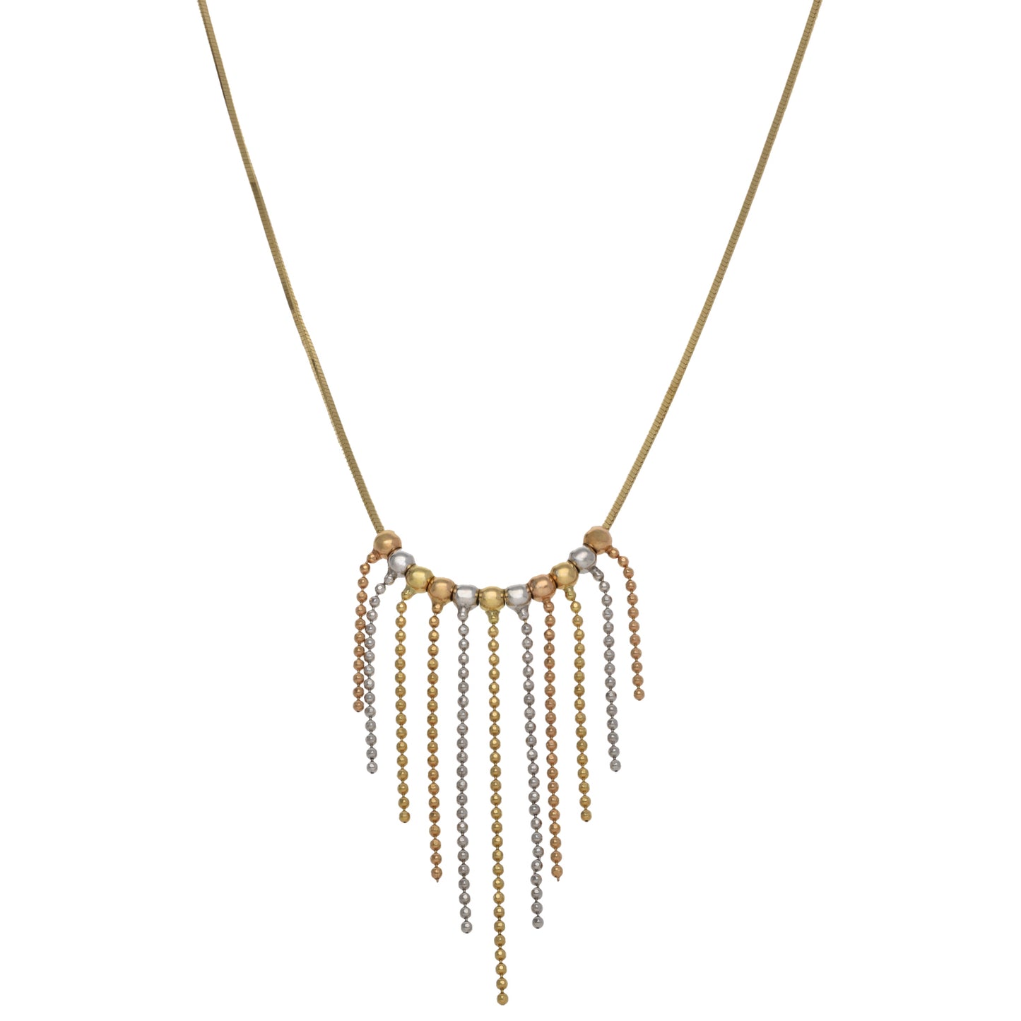 14ct Tri-Colour Gold Fancy Necklace 16"