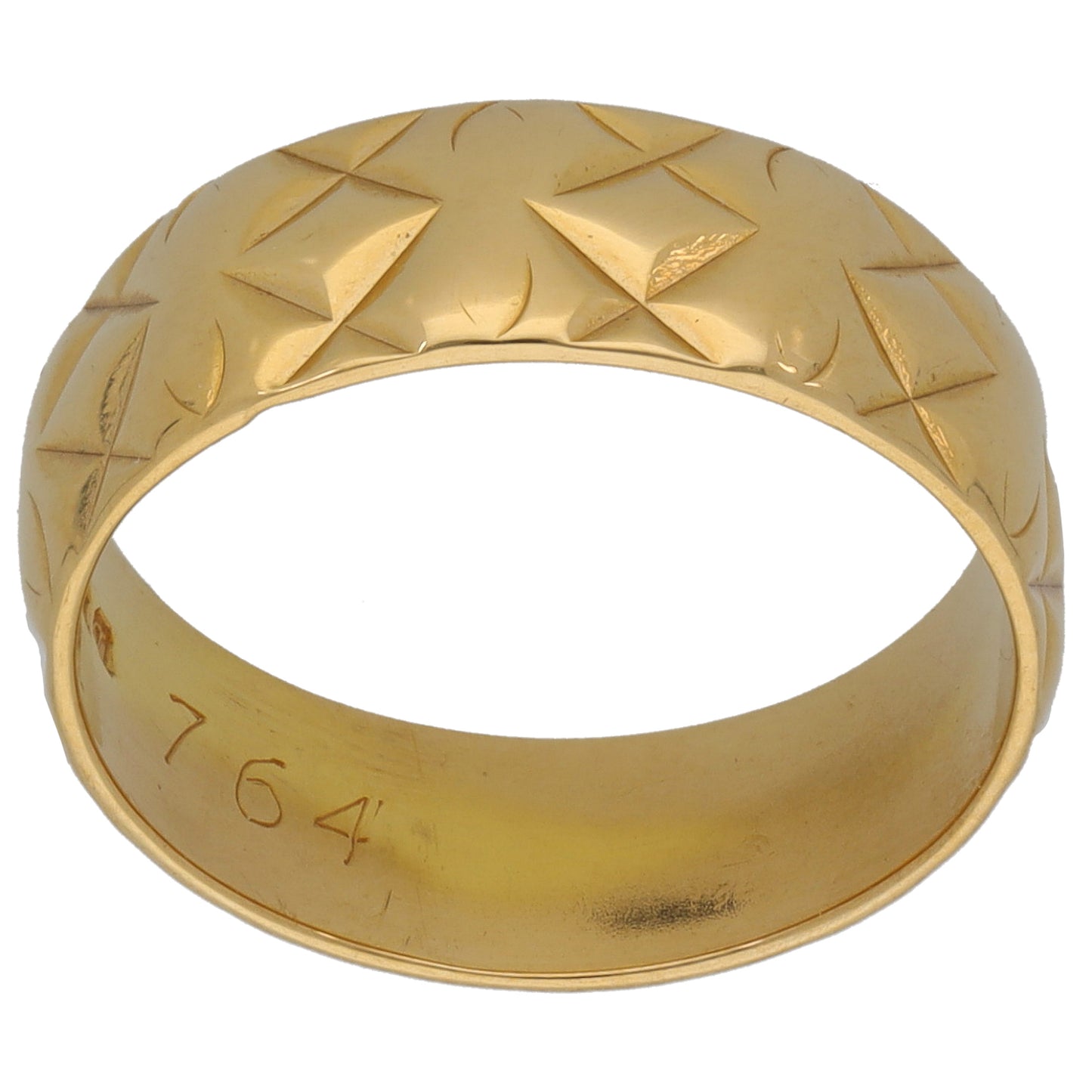 18ct Gold Patterned Wedding Ring Size L