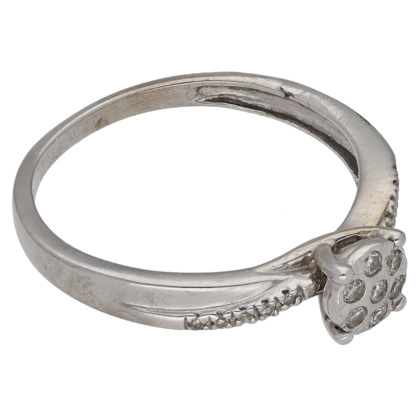 9ct White Gold 0.12ct Diamond Cluster Ring Size M