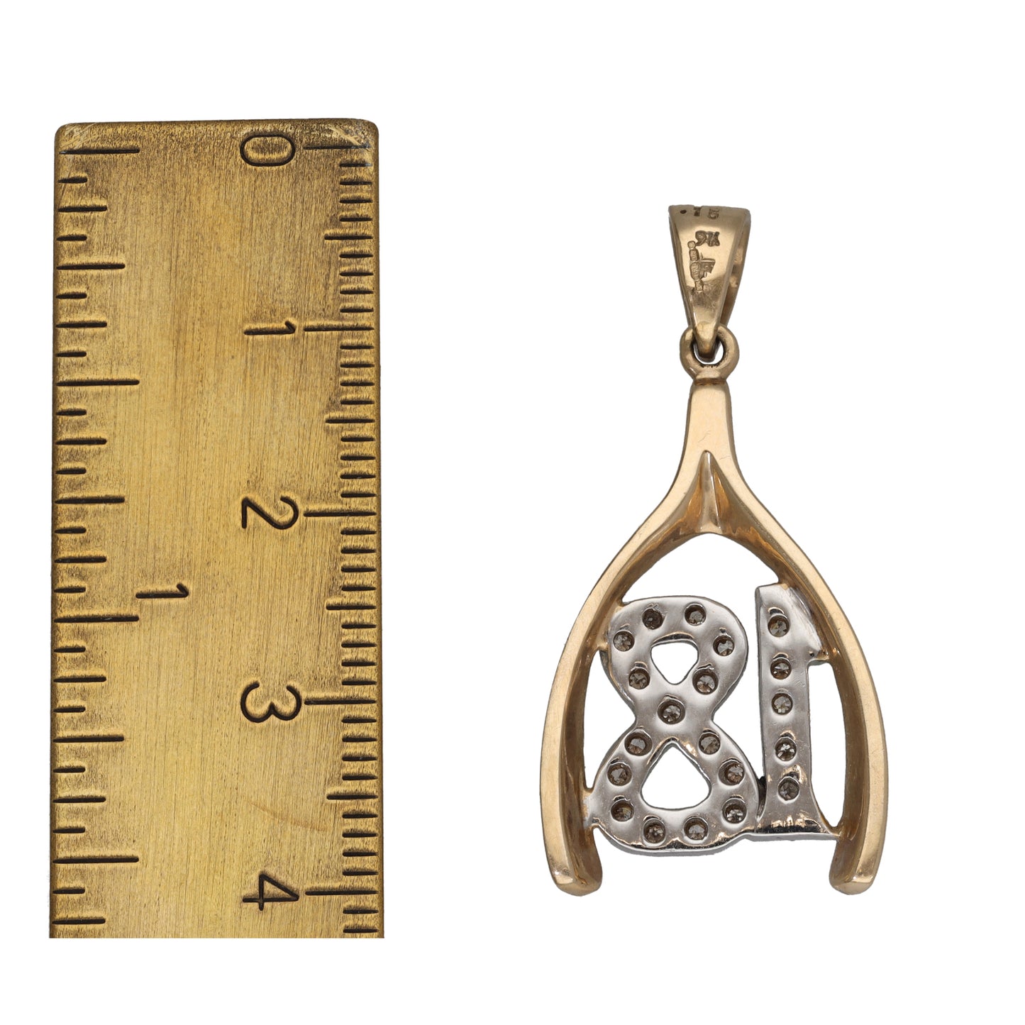 9ct Gold 0.10ct Diamond Wishbone 18 Pendant
