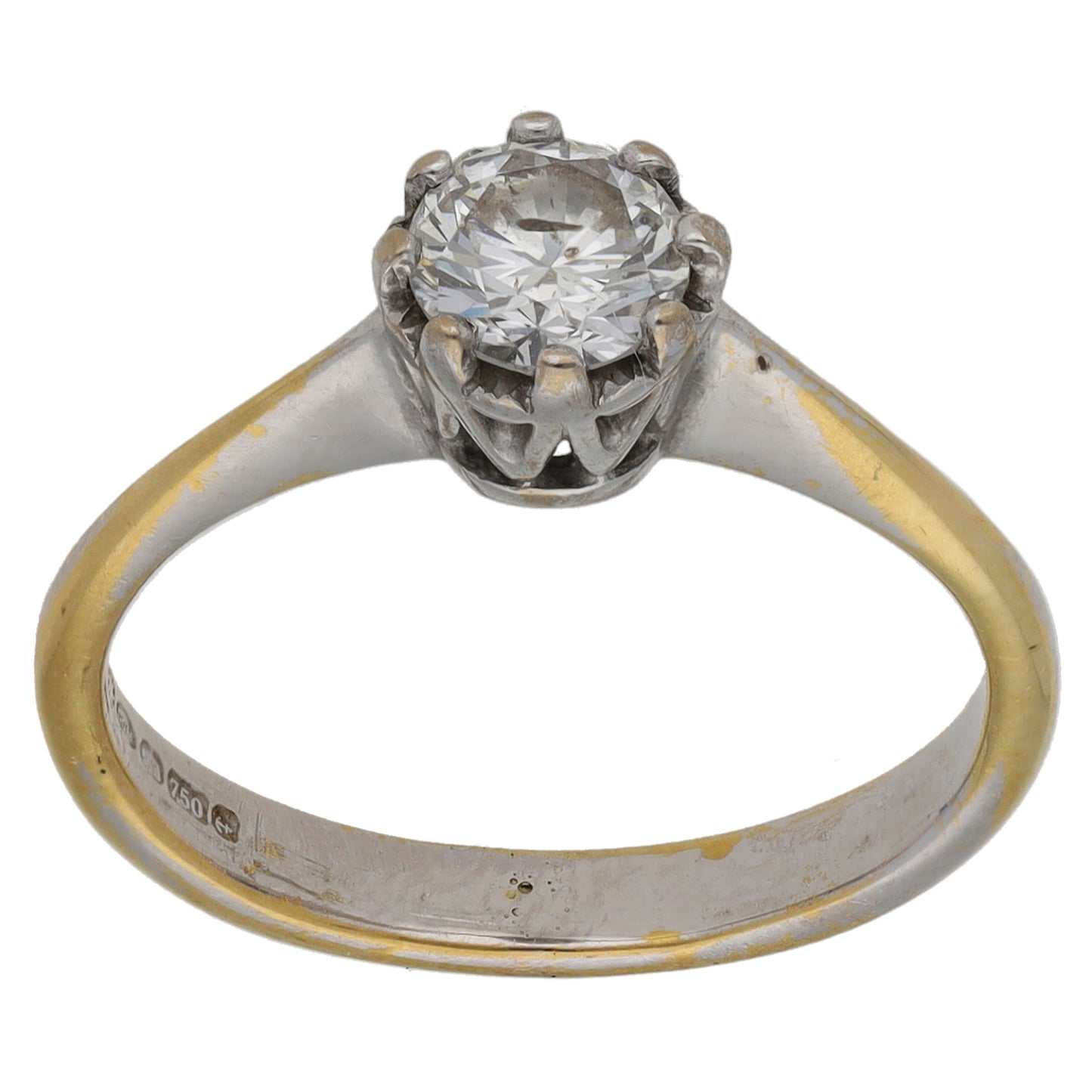 18ct Bicolour Gold 0.45ct Diamond Solitaire Ring Size L
