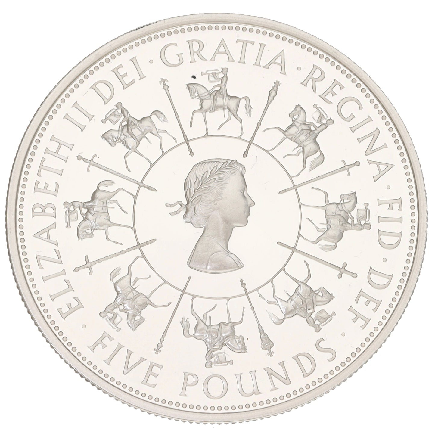 Sterling Silver 40th Anniversary of Coronation Crown Five Pounds Coin 1993