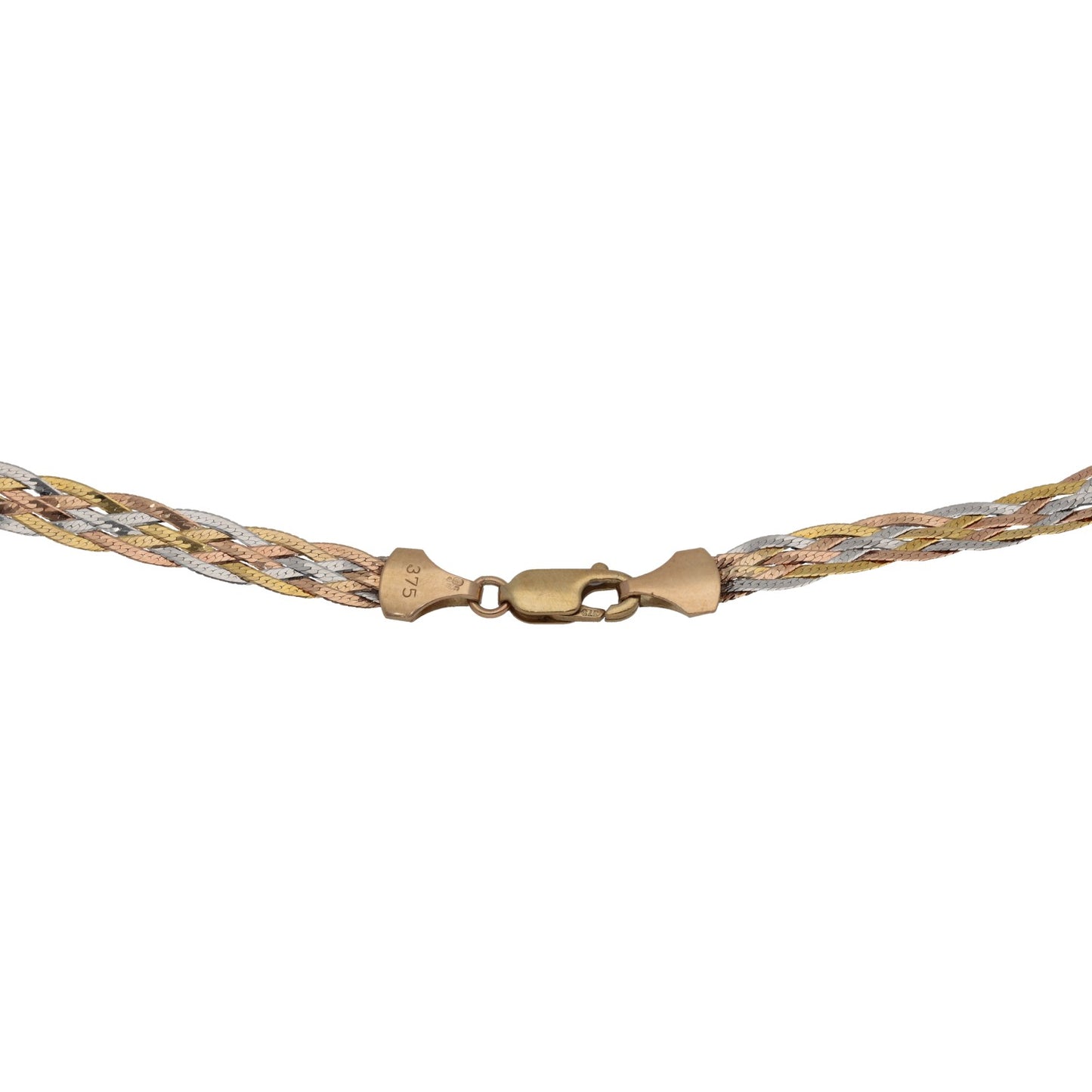 9ct Tri-Colour Gold Herringbone Chain 18"