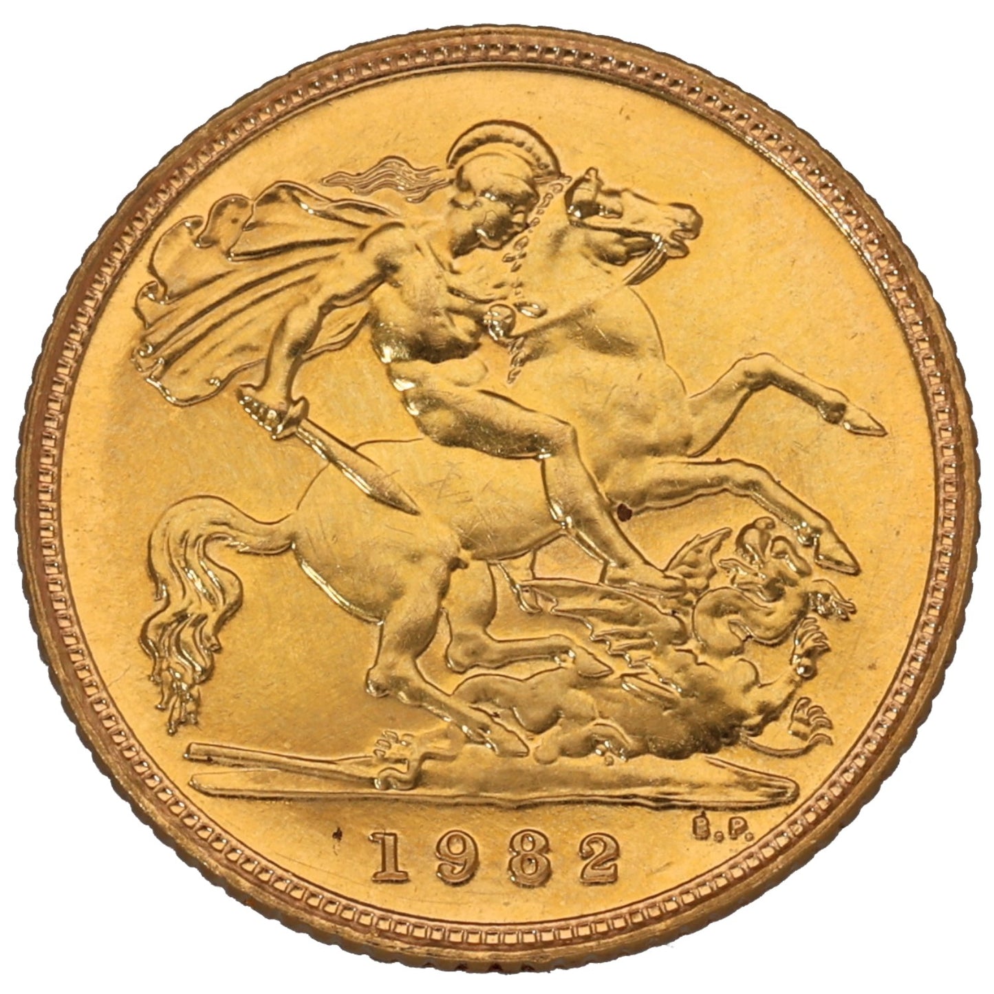 22ct Gold Queen Elizabeth II Half Sovereign Coin 1982