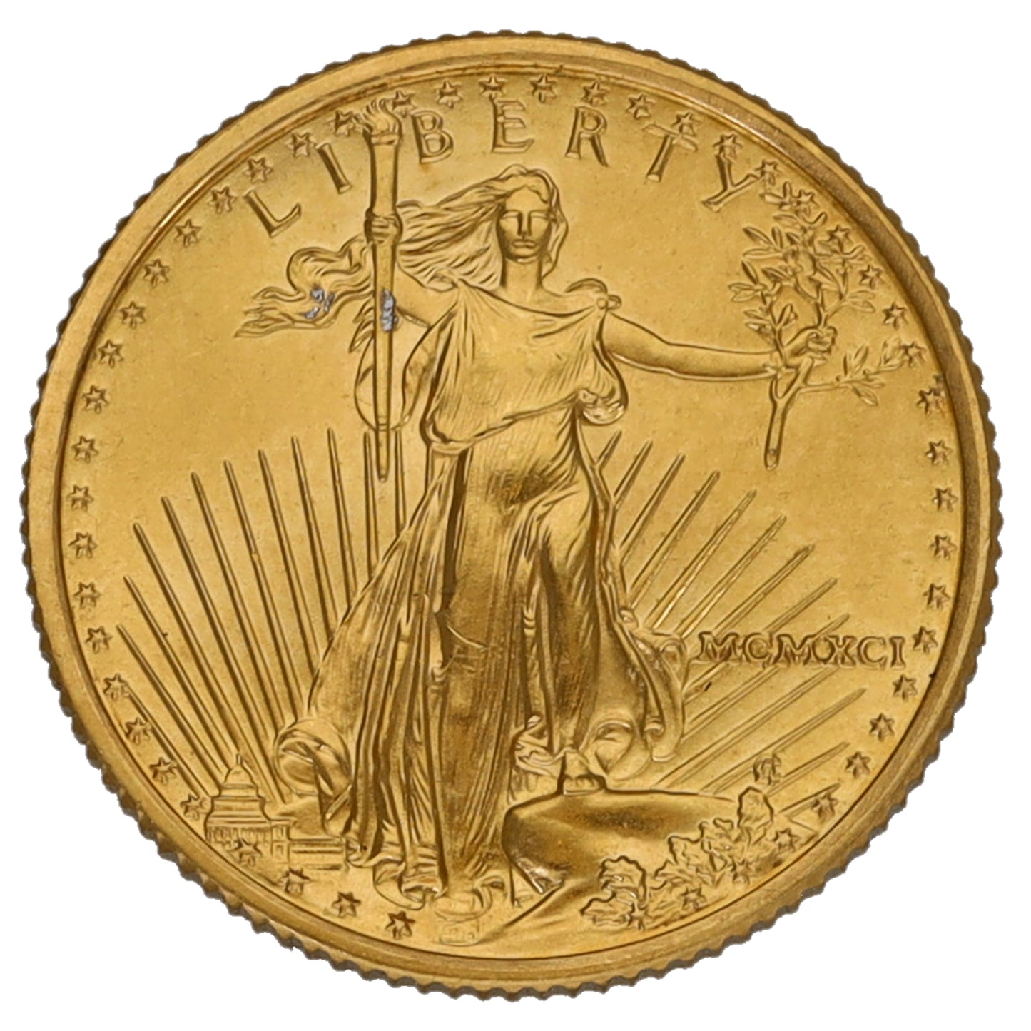 22ct Gold USA Eagle 1/10 OZ Coin 1991