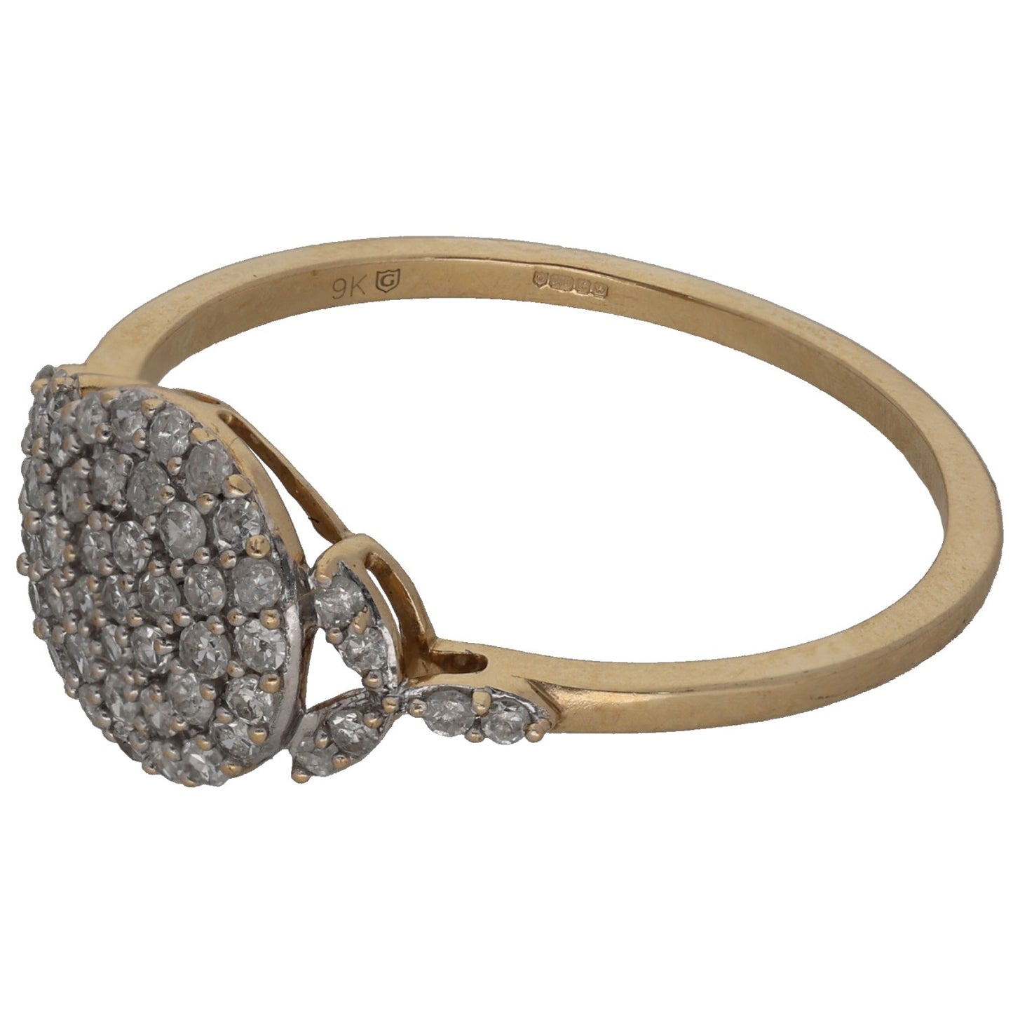 9ct Gold 0.49ct Diamond Dress/Cocktail Ring Size U