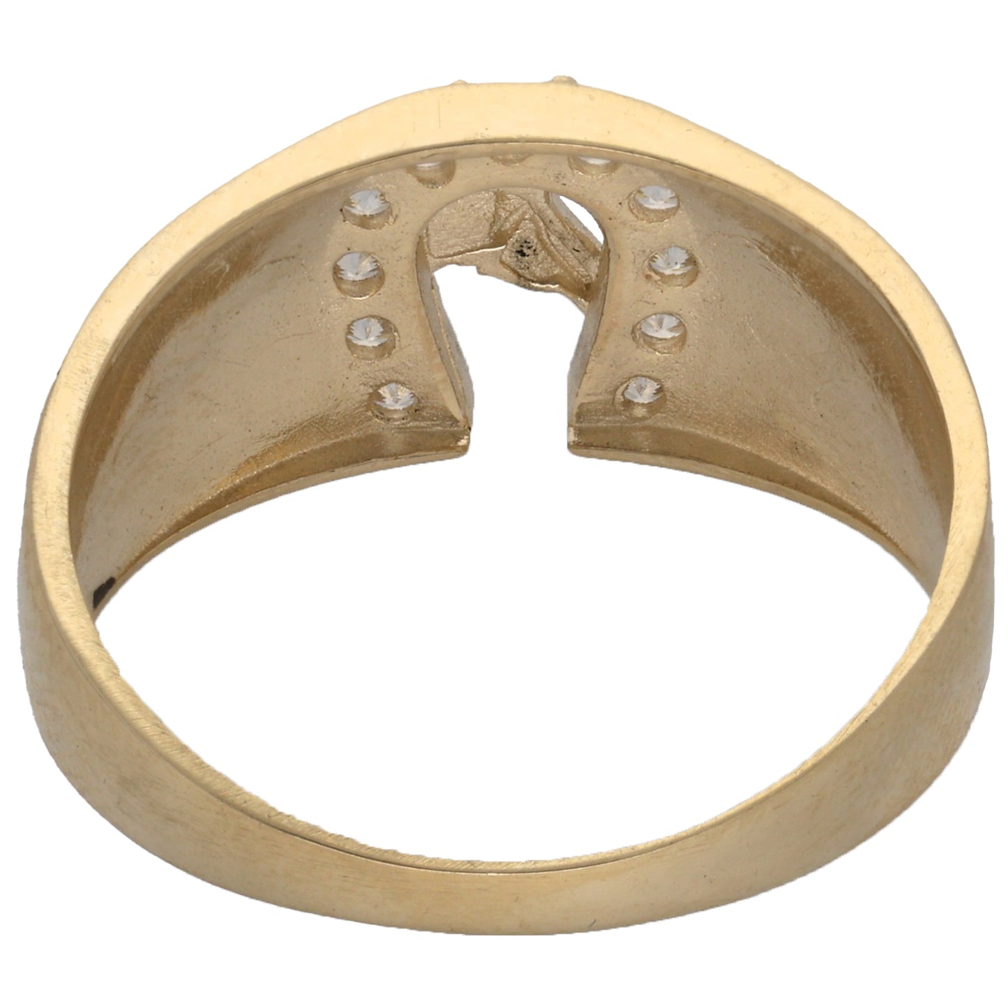 New 9ct Gold Cubic Zirconia Horseshoe Ring