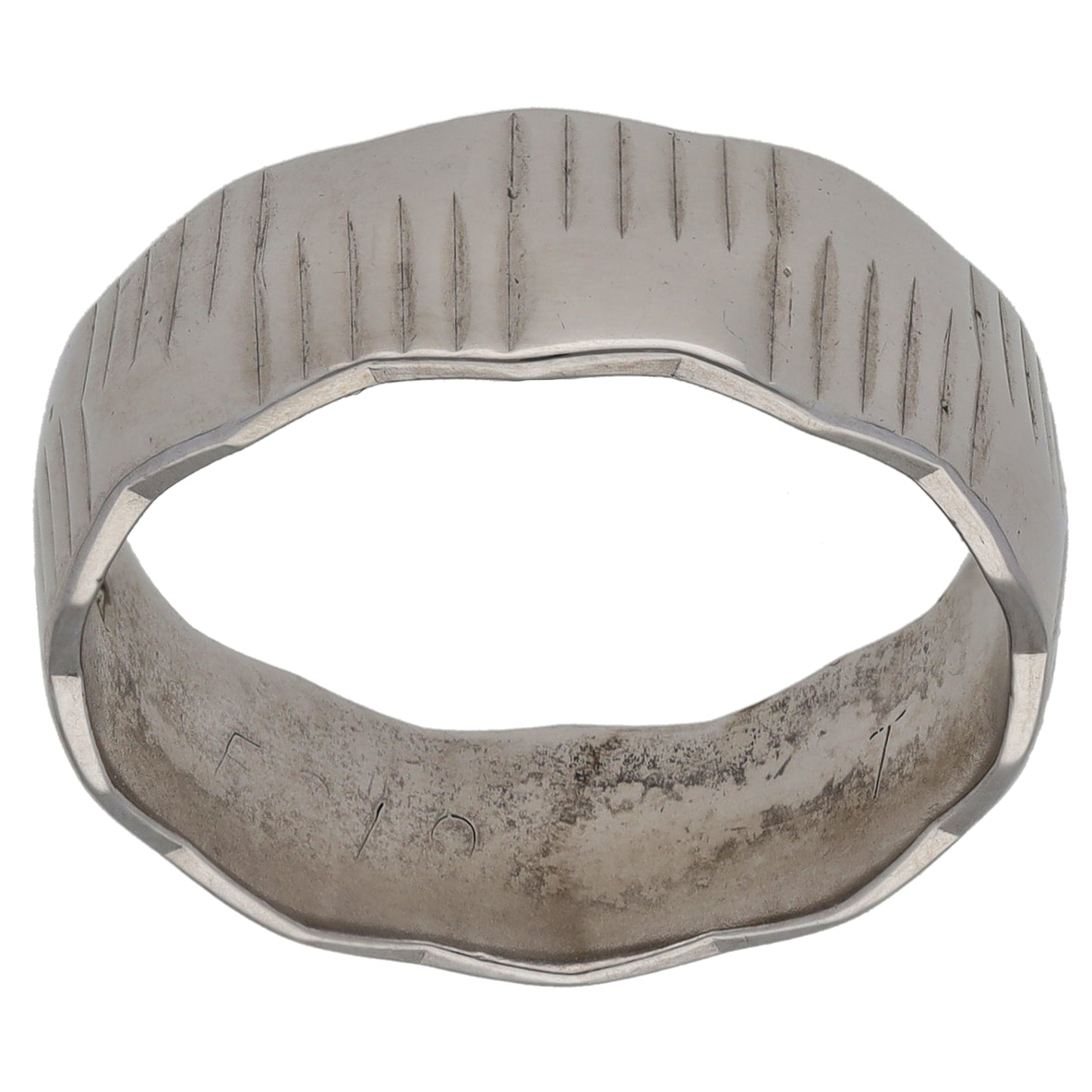 9ct White Gold Patterned Wedding Ring Size T