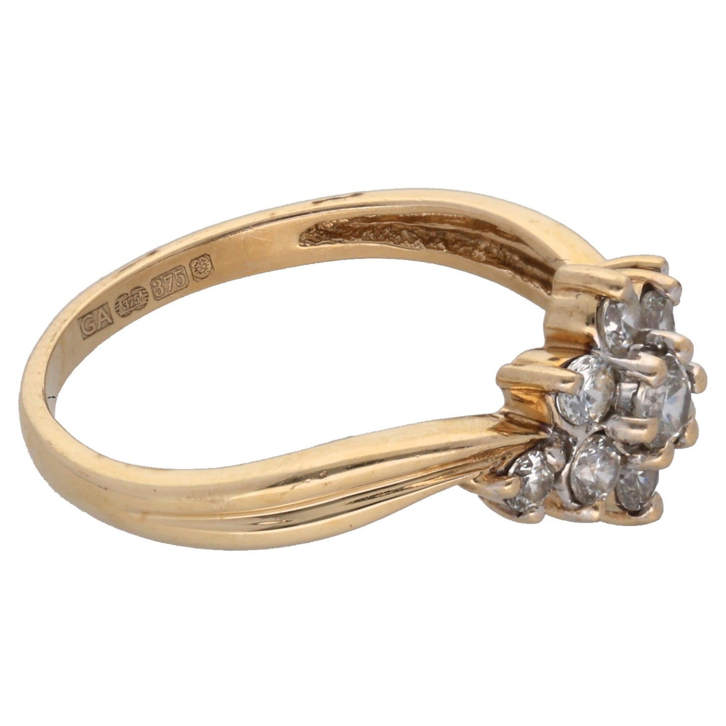 9ct Gold Cubic Zirconia Dress/Cocktail Ring Size O