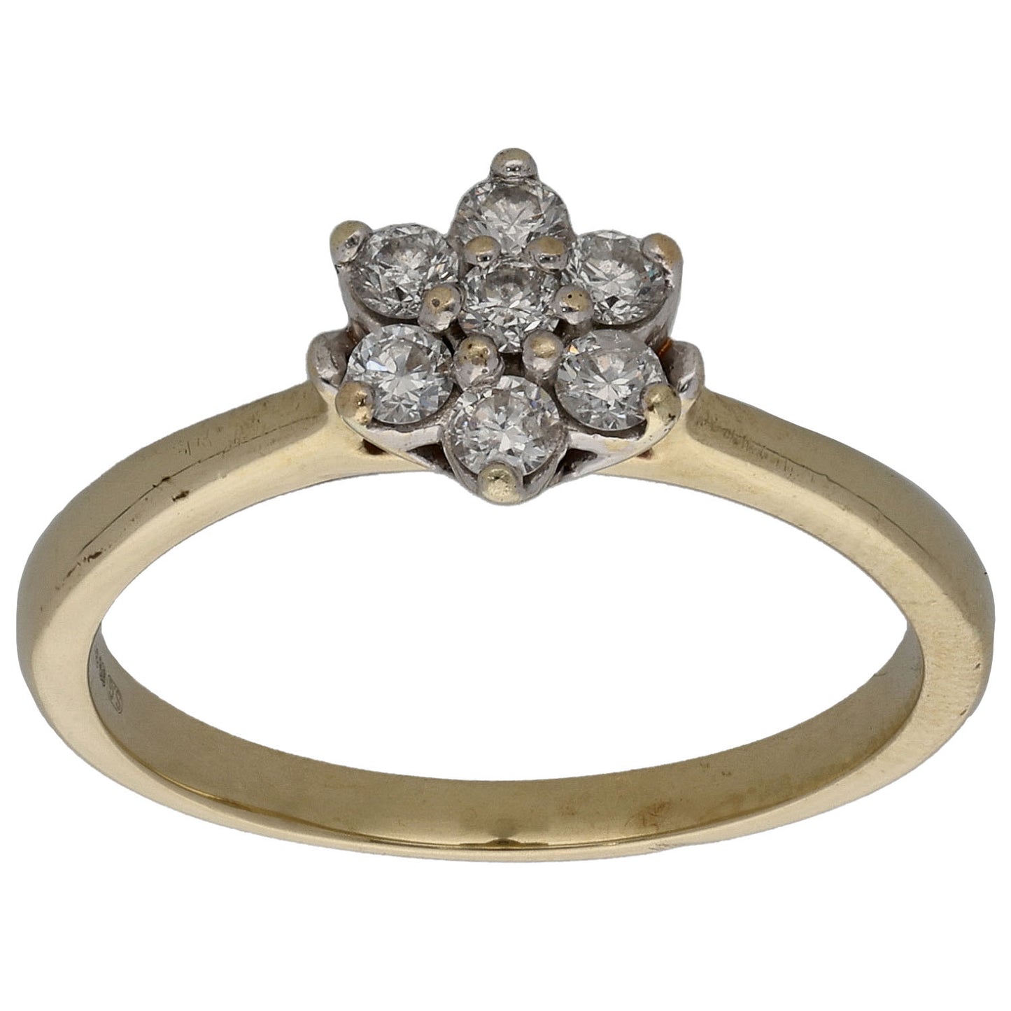 9ct Gold 0.25ct Diamond Cluster Ring Size L