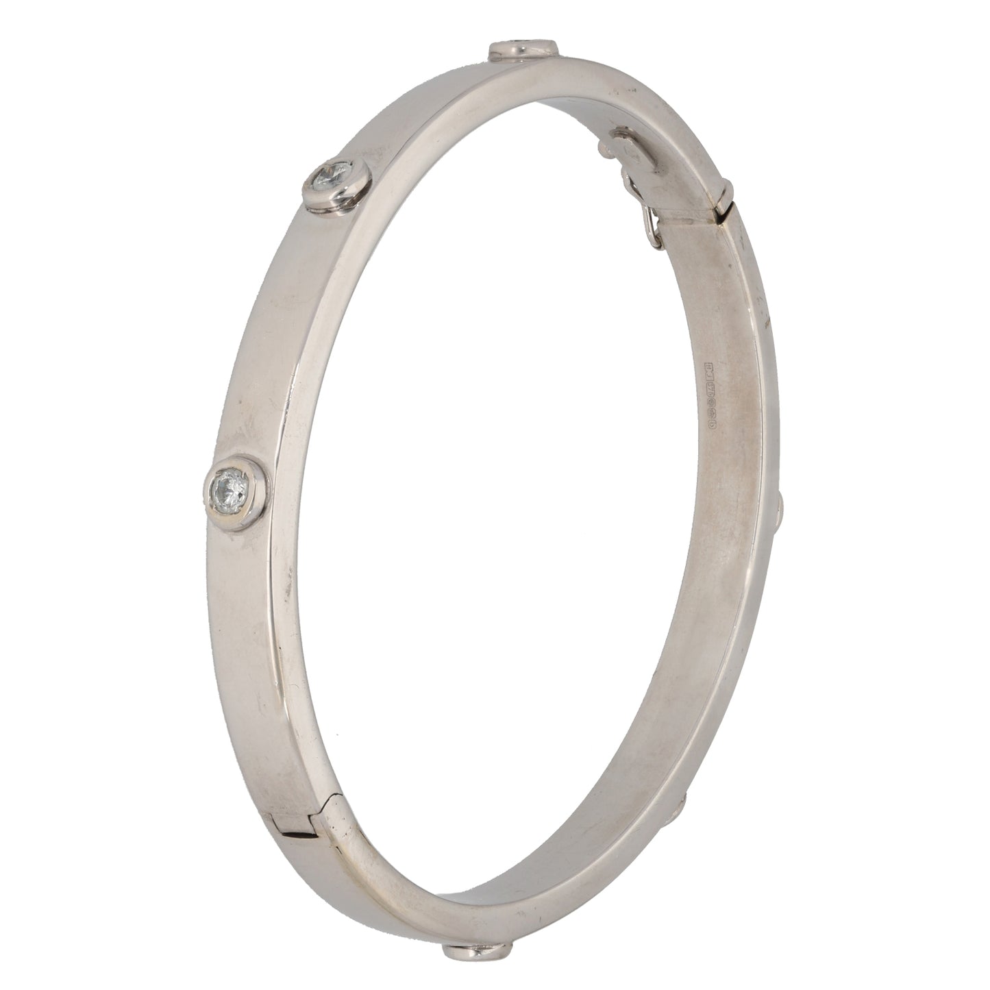 9ct White Gold Cubic Zirconia Hinged/Clasp Bangle