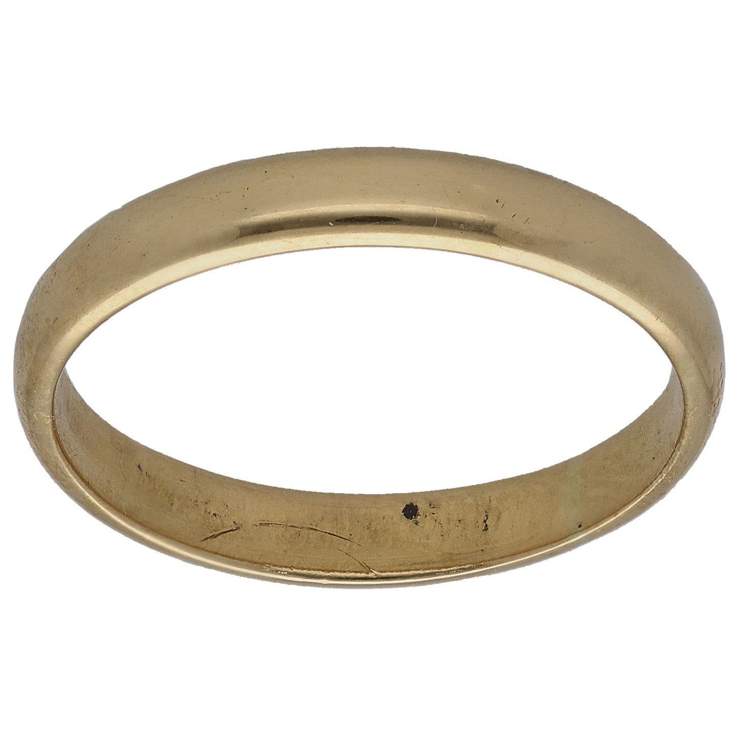 18ct gold plain wedding ring, smooth polished band, size N