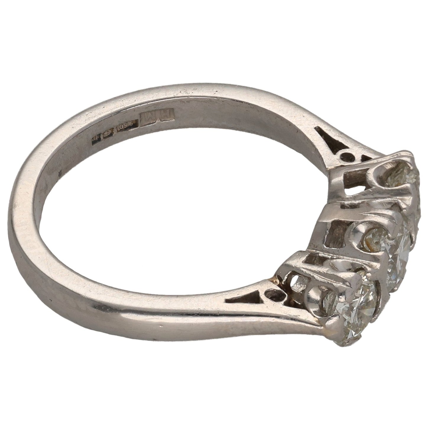 Platinum 1.05ct Diamond Trilogy Ring Size L