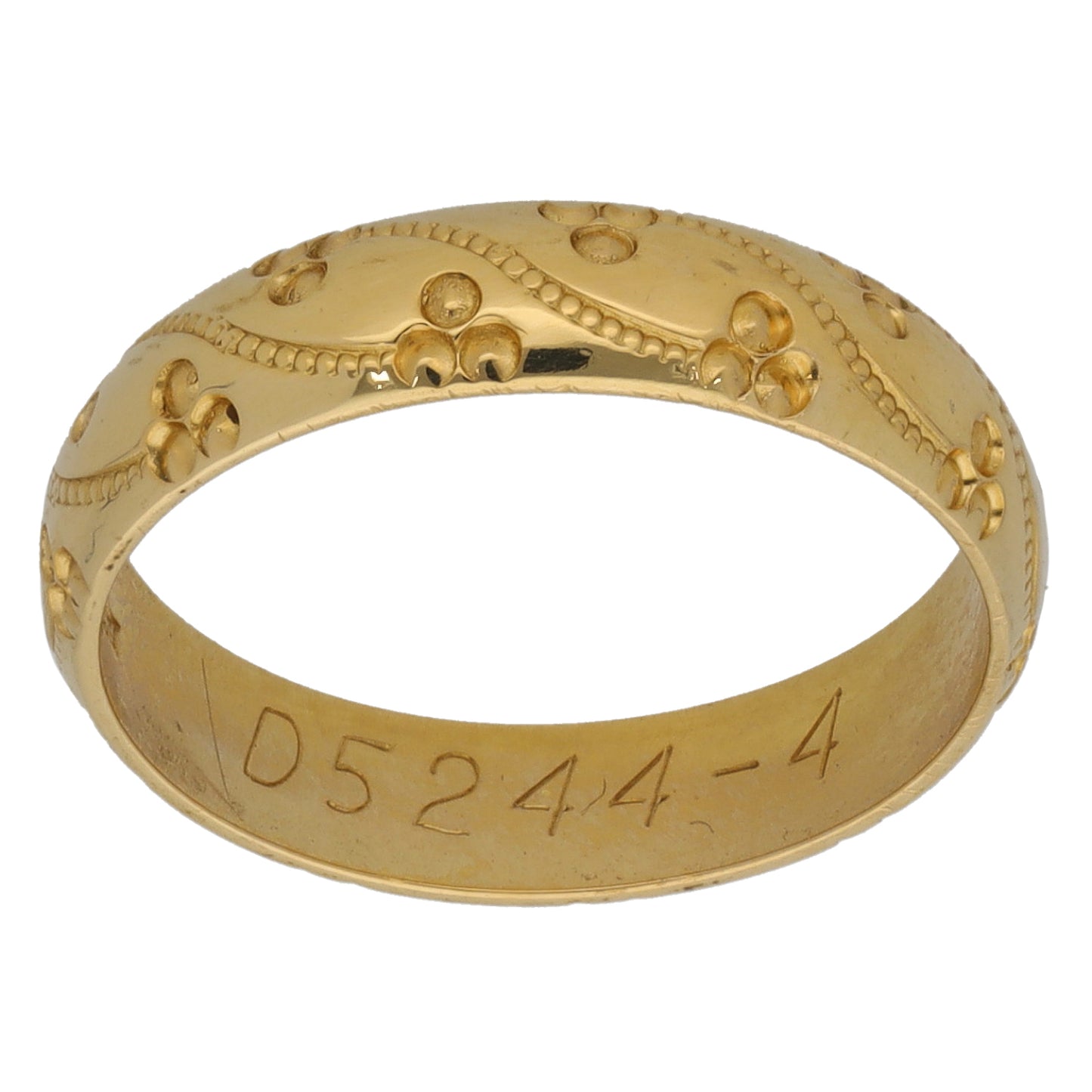 18ct Gold Patterned Wedding Ring Size K