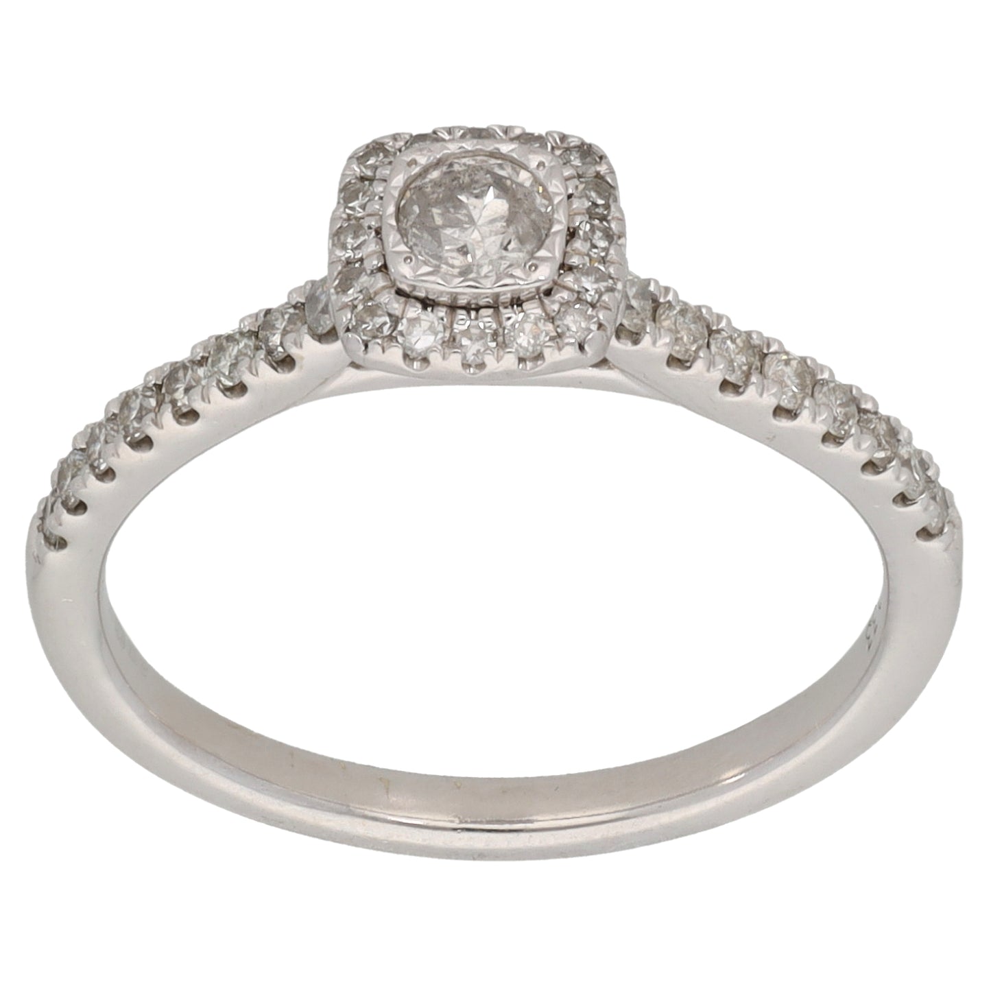 9ct White Gold 0.33ct Diamond Halo Ring Size L