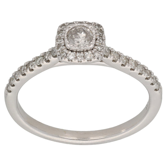 9ct White Gold 0.33ct Diamond Halo Ring Size L