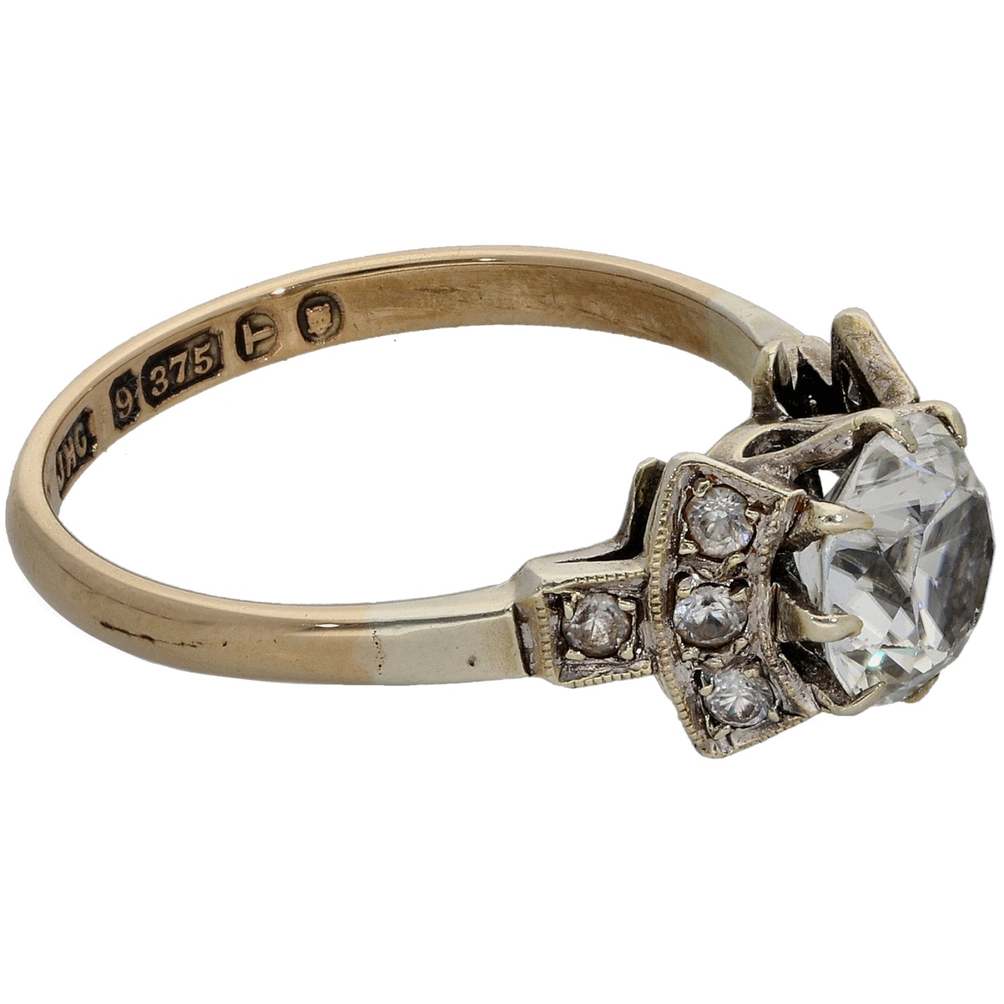 9ct Gold Cubic Zirconia Dress/Cocktail Ring Size N