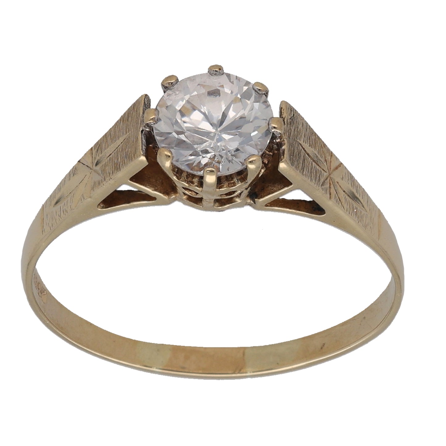 9ct Gold Cubic Zirconia Single Stone Ring Size Q