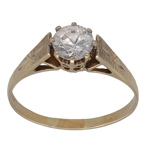 9ct Gold Cubic Zirconia Single Stone Ring Size Q