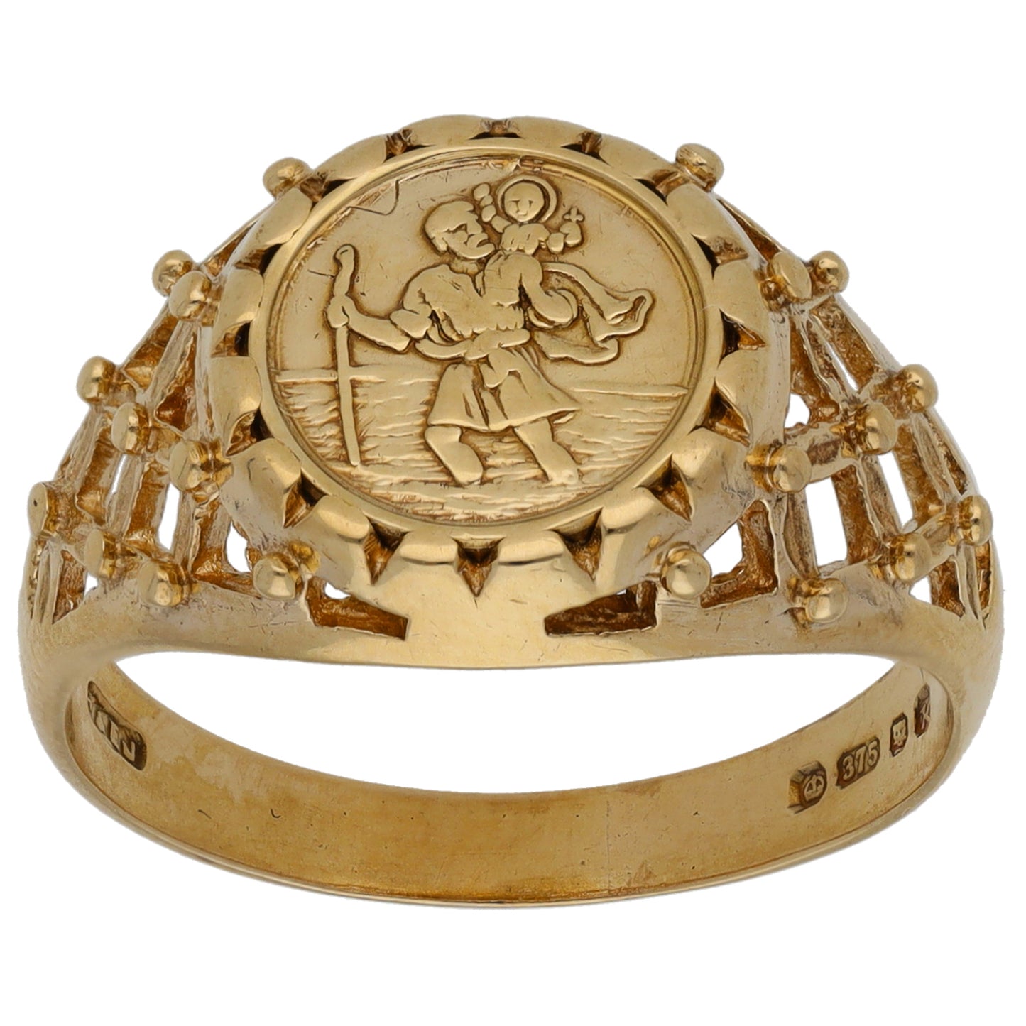9ct Gold St Christopher Signet Ring Size P