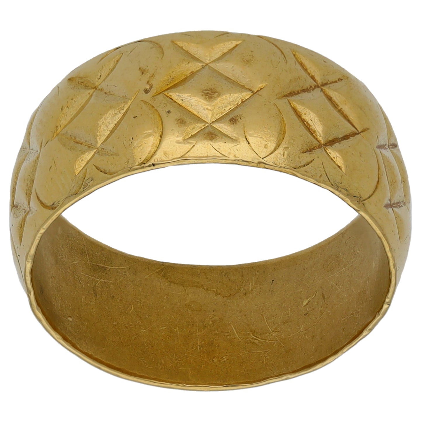 18ct Gold Patterned Wedding Ring Size O