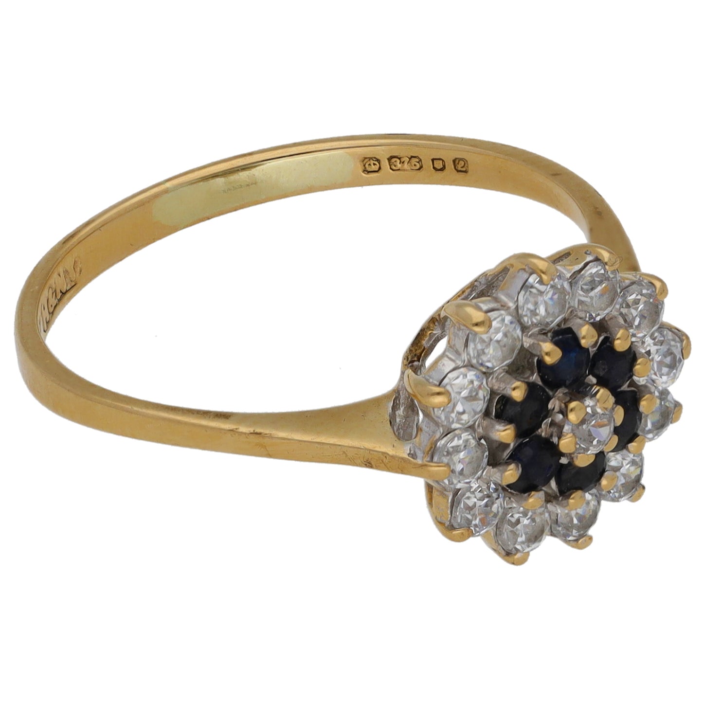 9ct Gold Sapphire & Cubic Zirconia Dress/Cocktail Ring Size O