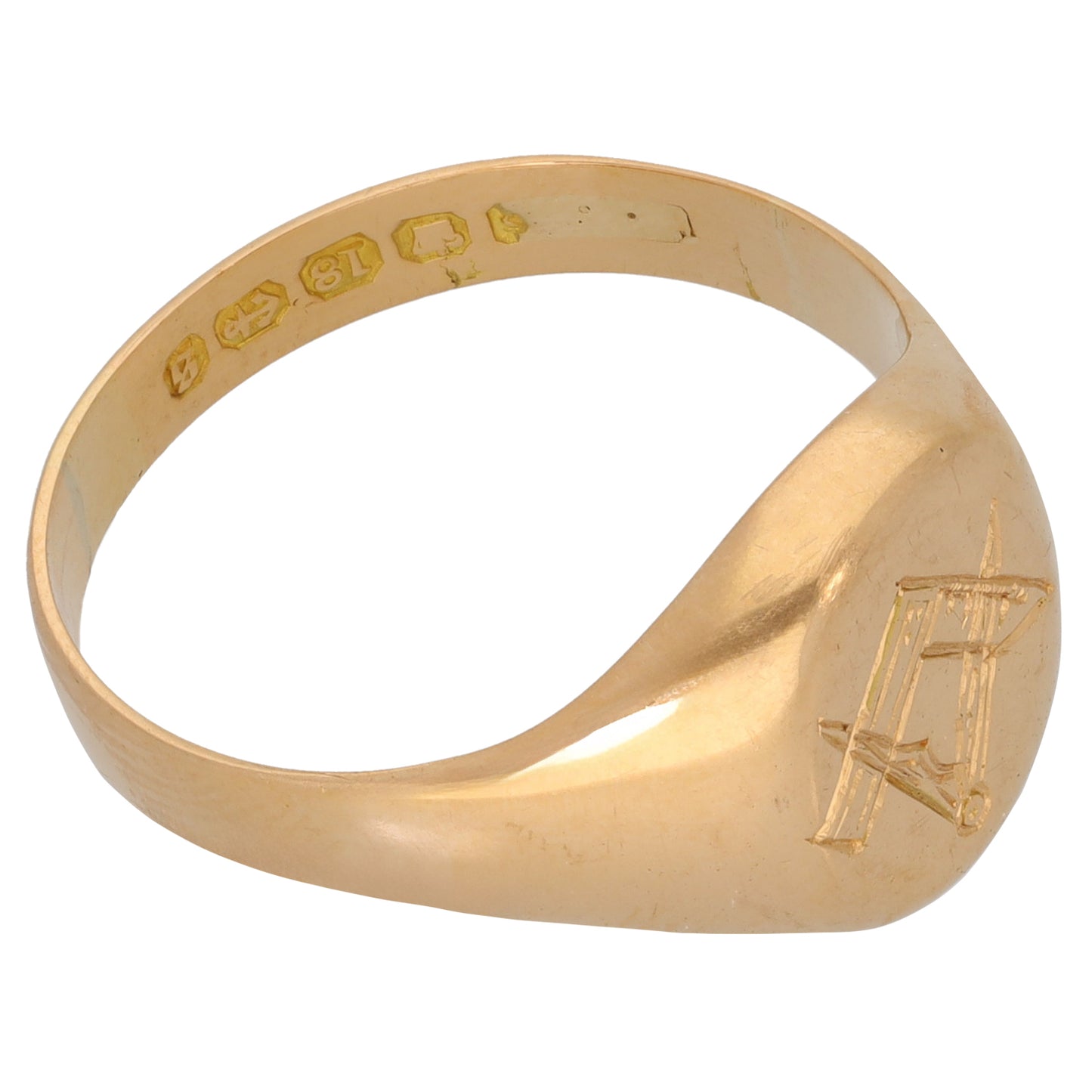 18ct Gold Masonic Ring Size V