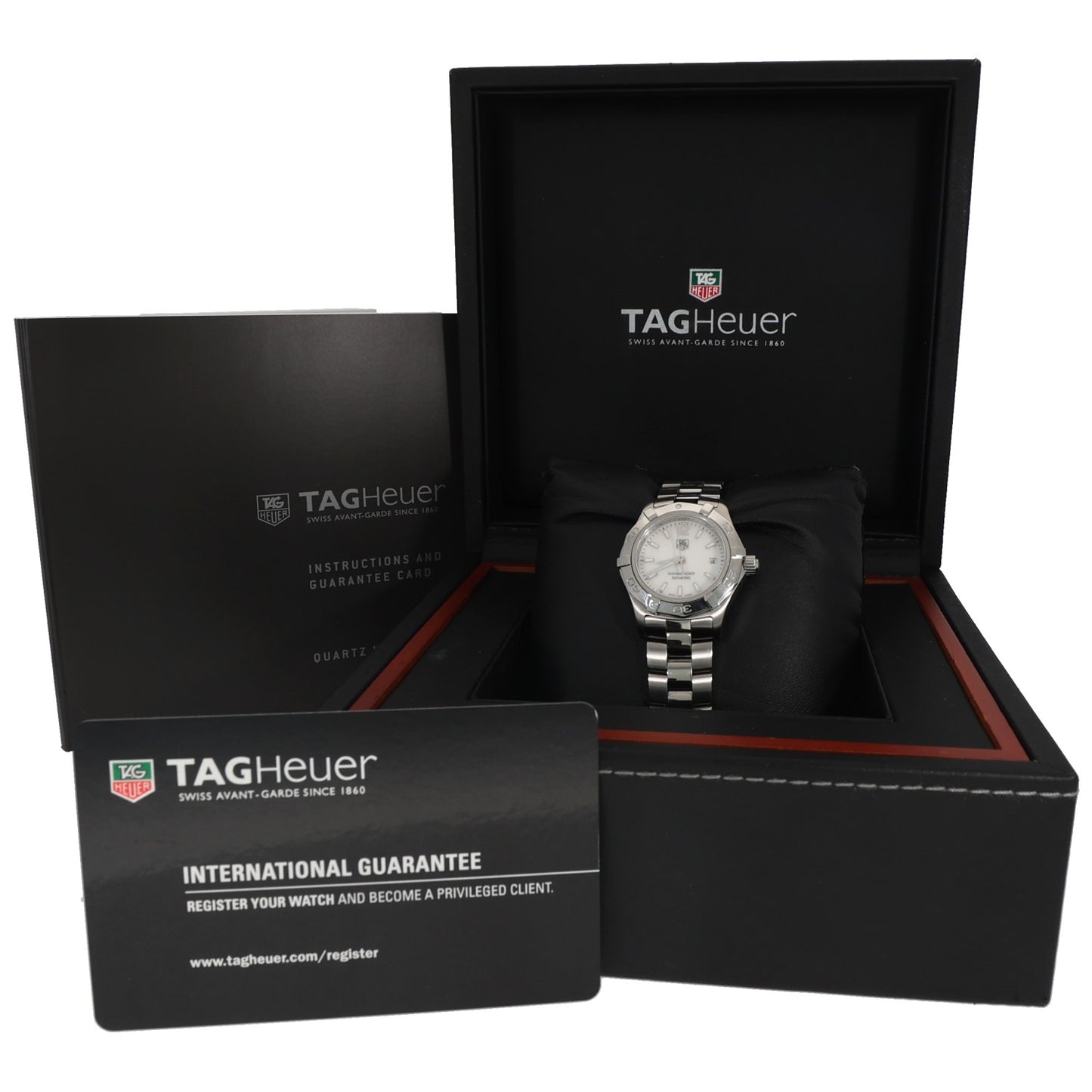Tag Heuer Aquaracer WAF1414 Stainless steel watch in black presentation box with instruction and guarantee cards