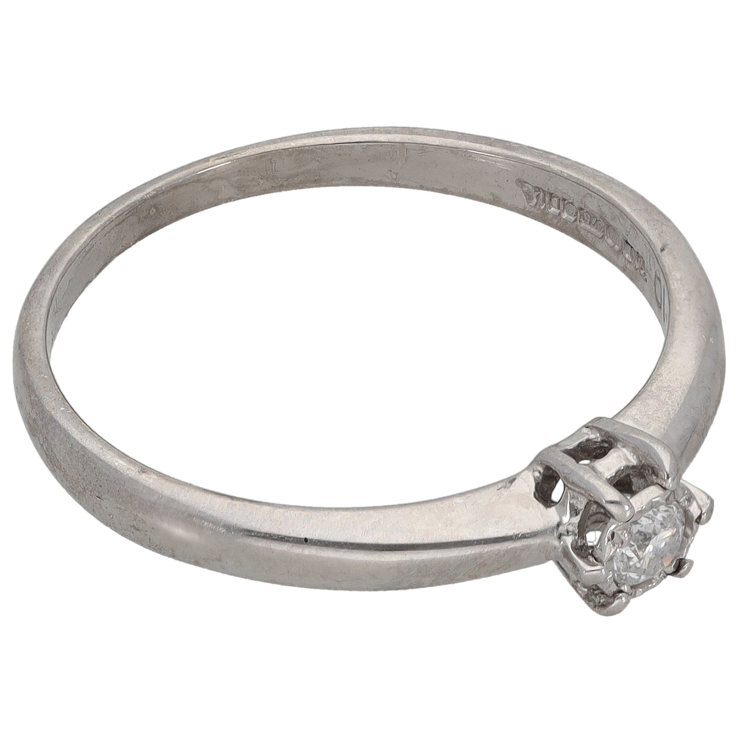 9ct White Gold 0.10ct Diamond Solitaire Ring Size S