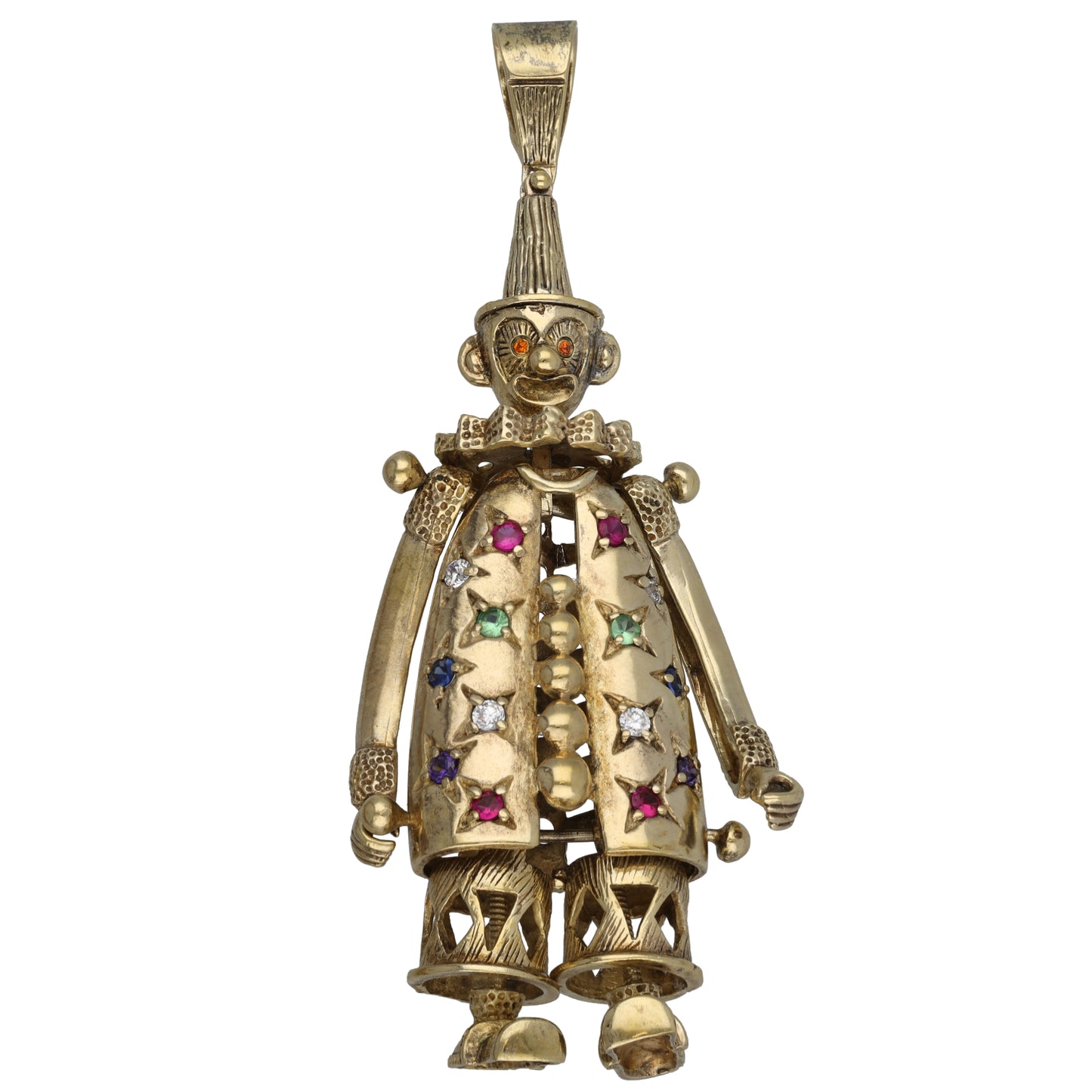 9ct Gold Imitation Gems Clown Pendant