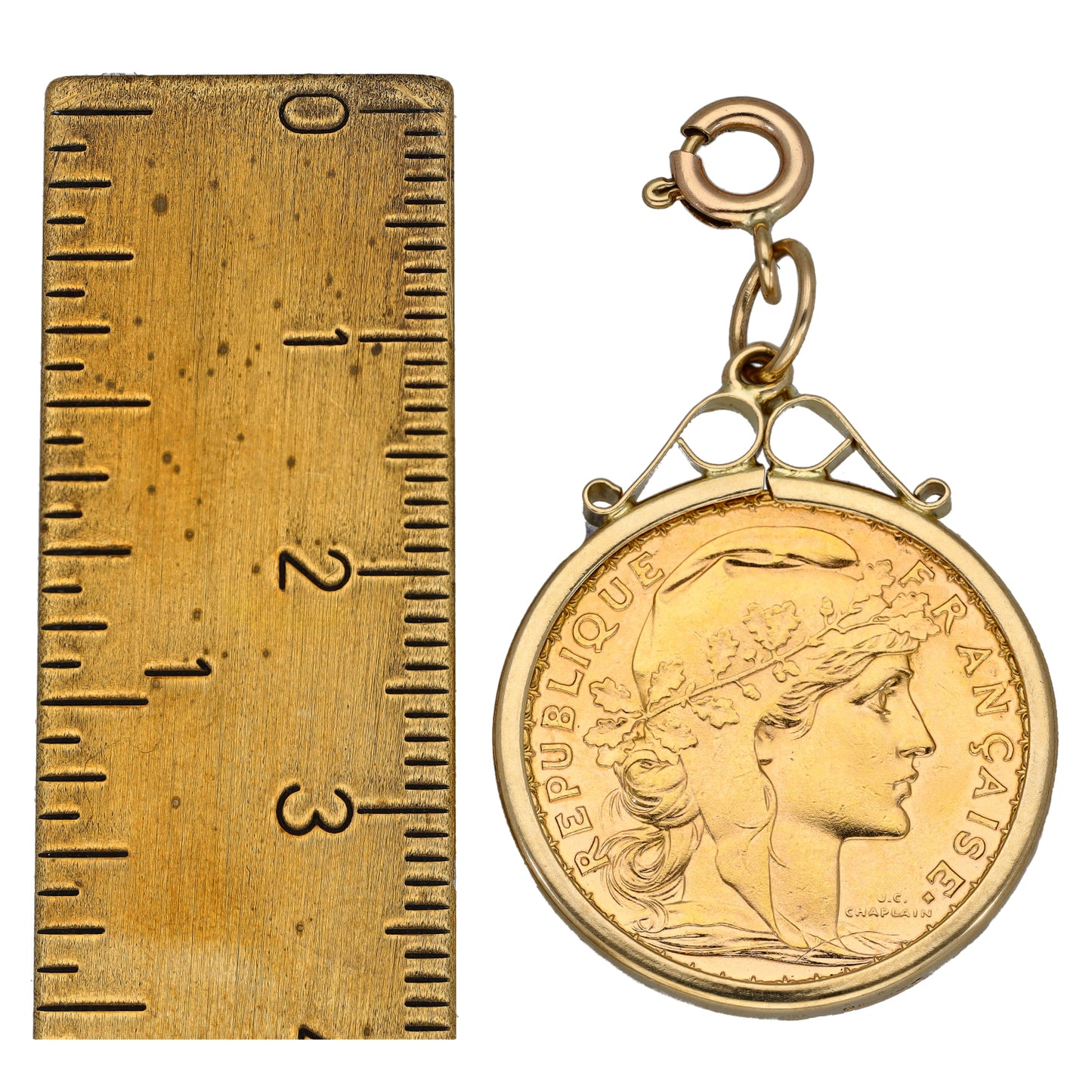 9ct Gold 20 French Franc Coin Pendant