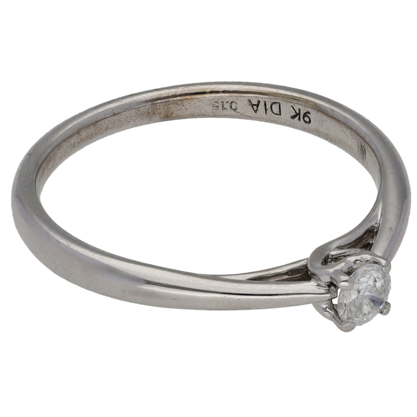 9ct White Gold 0.15ct Diamond Solitaire Ring Size N