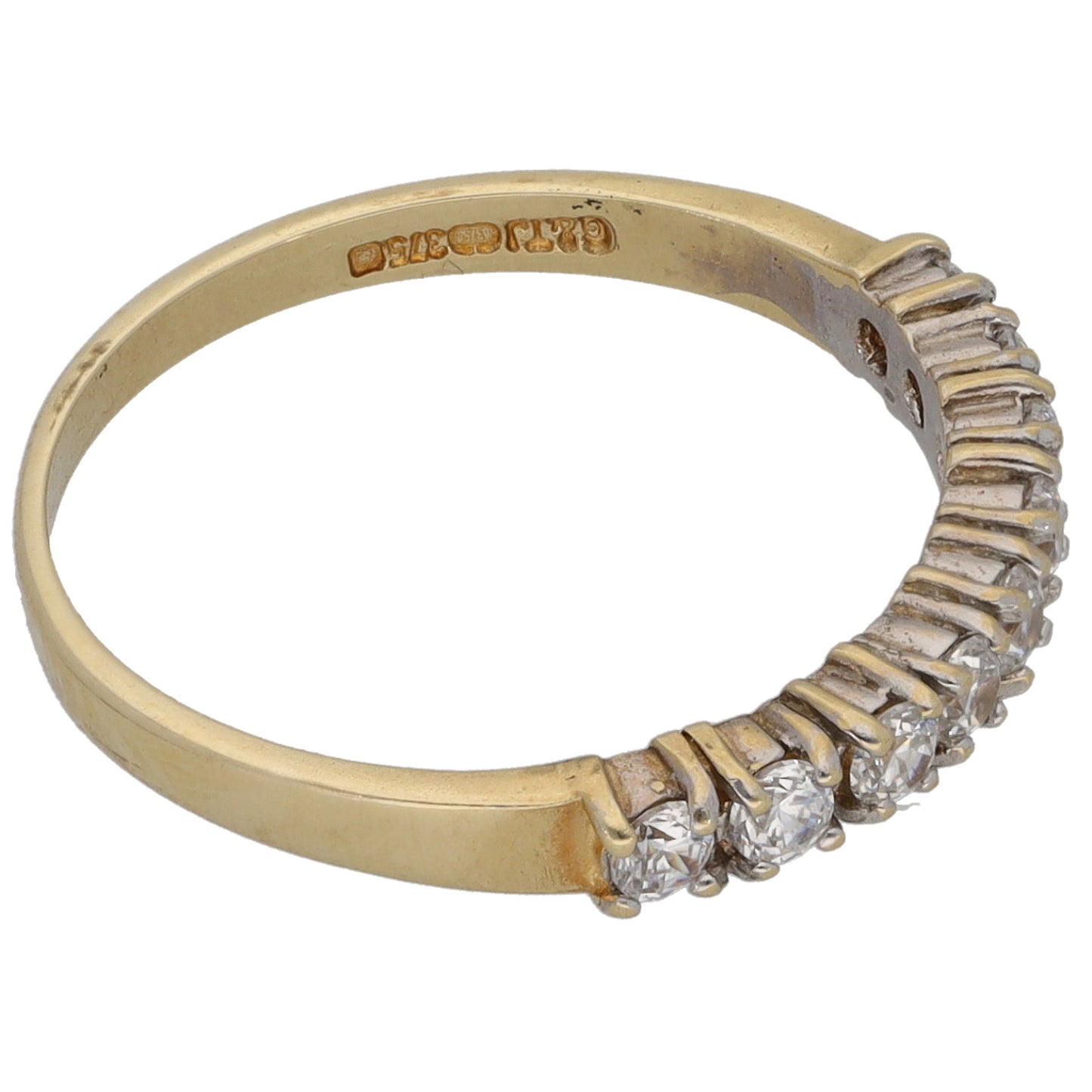 9ct Gold Cubic Zirconia Half Eternity Ring Size M