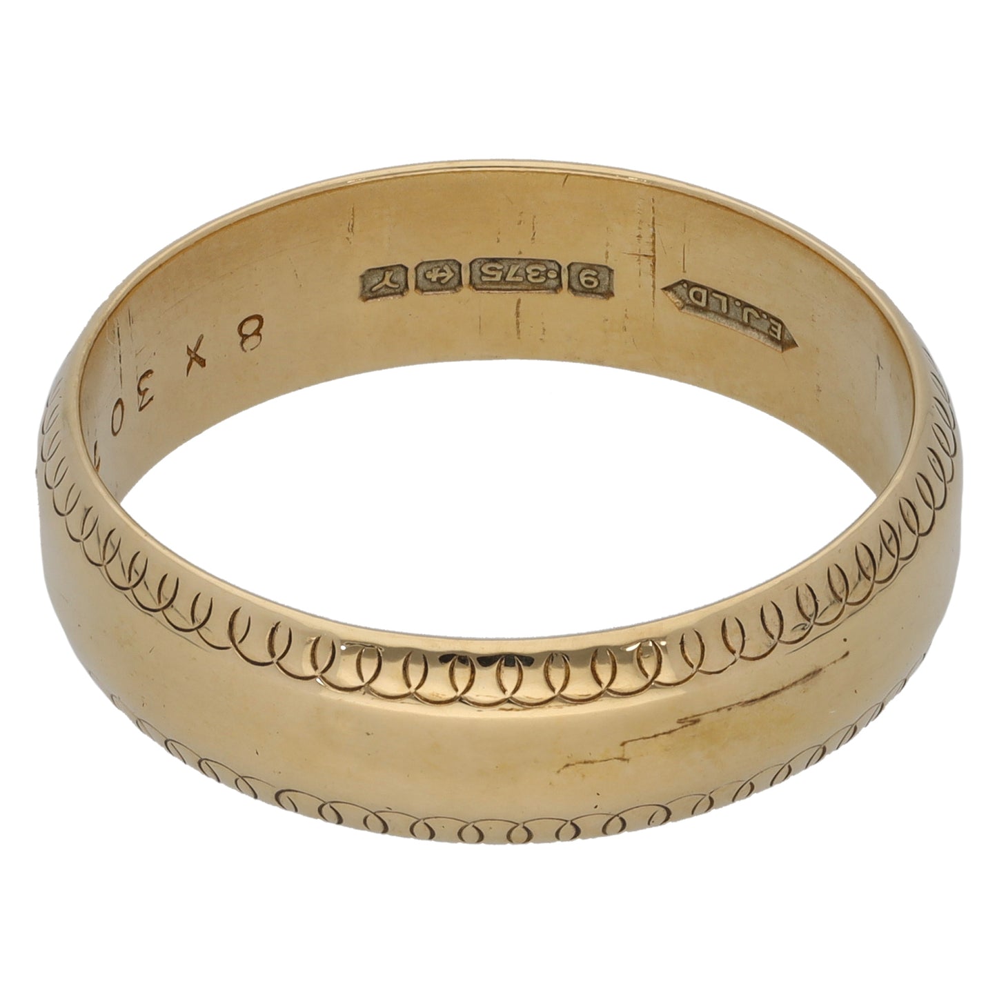 9ct Gold Patterned Wedding Ring Size Z+1