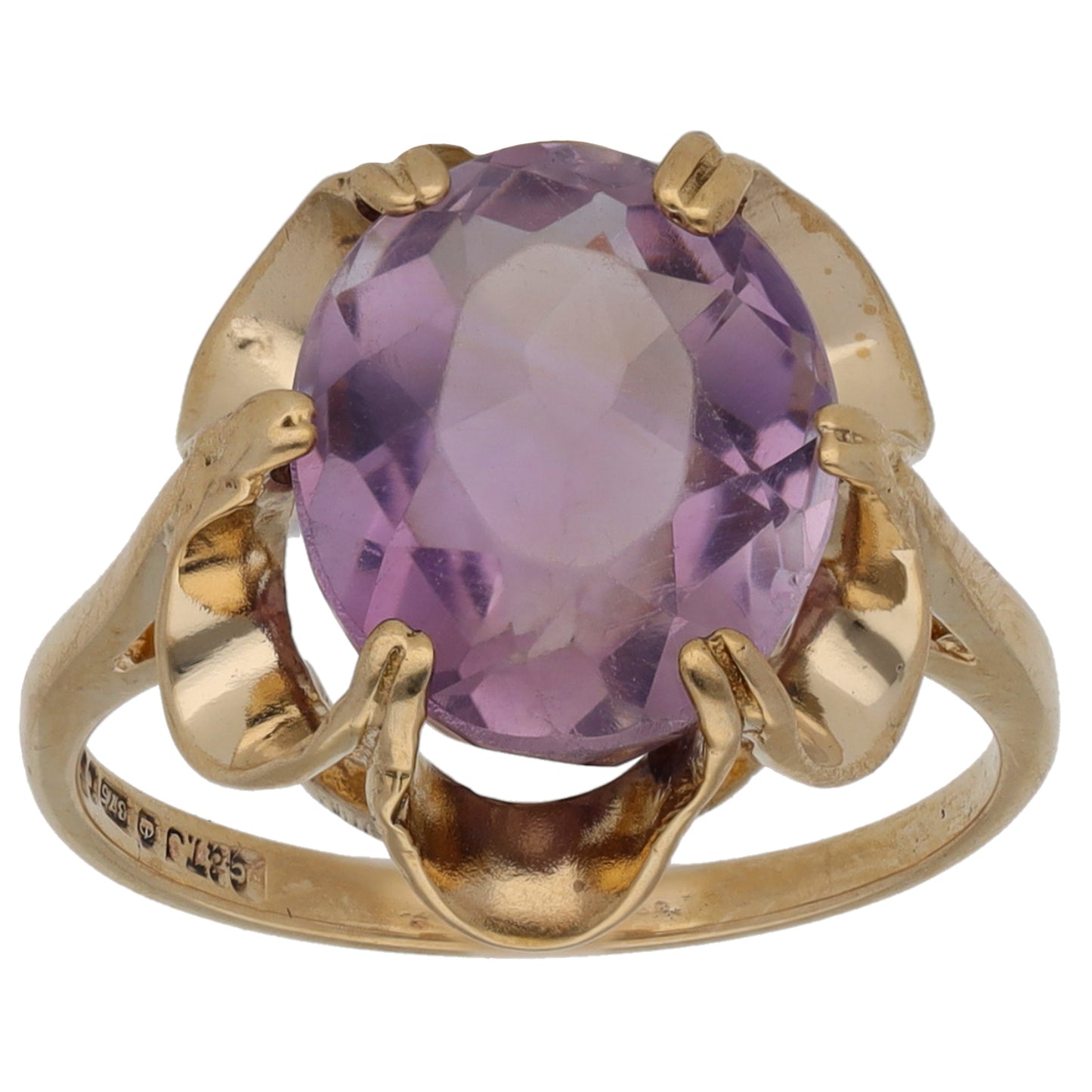 9ct Gold Amethyst Single Stone Ring Size L
