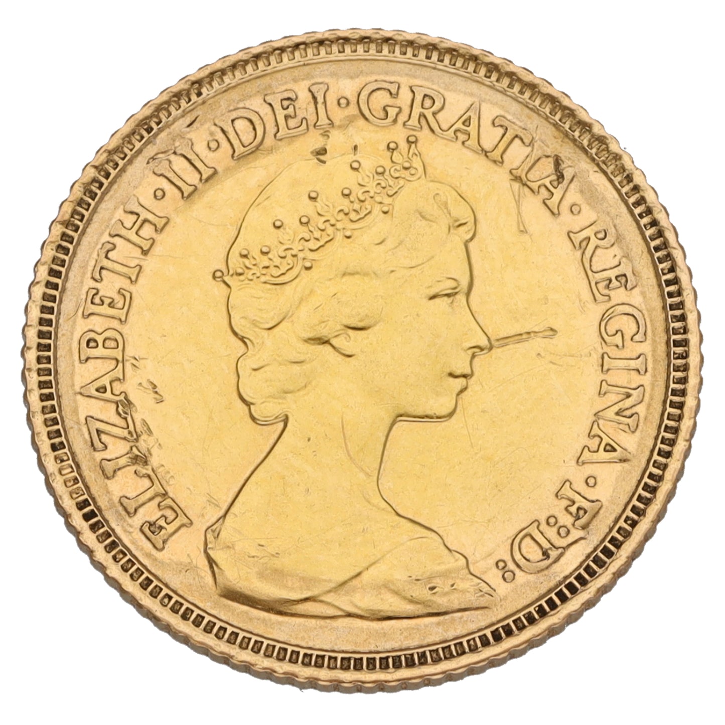 22ct Gold Queen Elizabeth II Half Sovereign Coin 1982