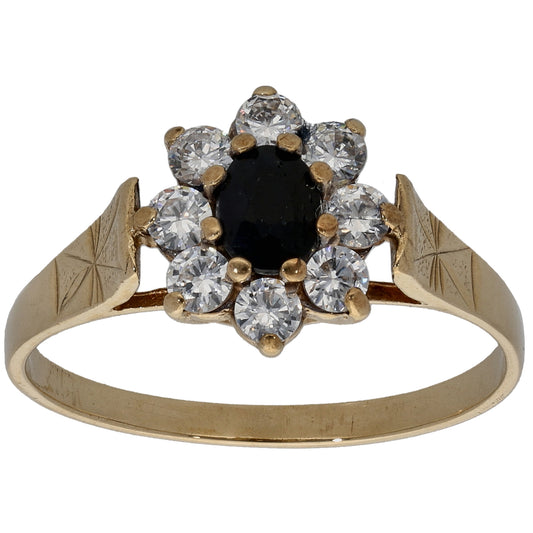 9ct Gold Sapphire & Cubic Zirconia Dress/Cocktail Ring Size P