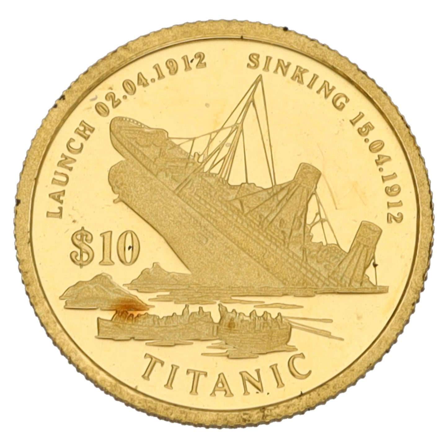 22ct Gold Kiribati Titanic 10 Dollars Coin 1998