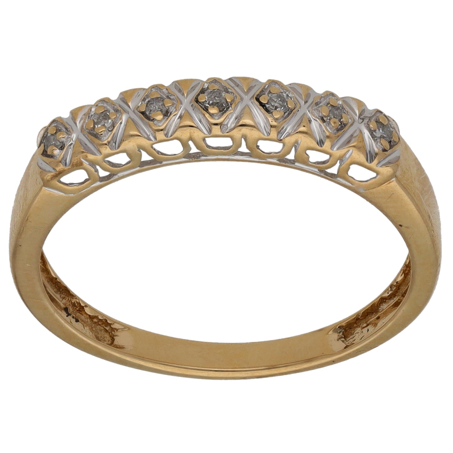 9ct Gold 0.07ct Diamond Half Eternity Ring Size P