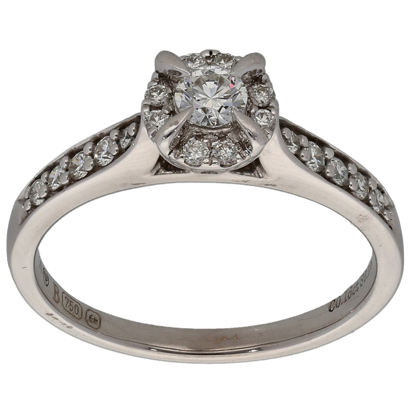 18ct White Gold 0.33ct Diamond Cluster Ring Size L