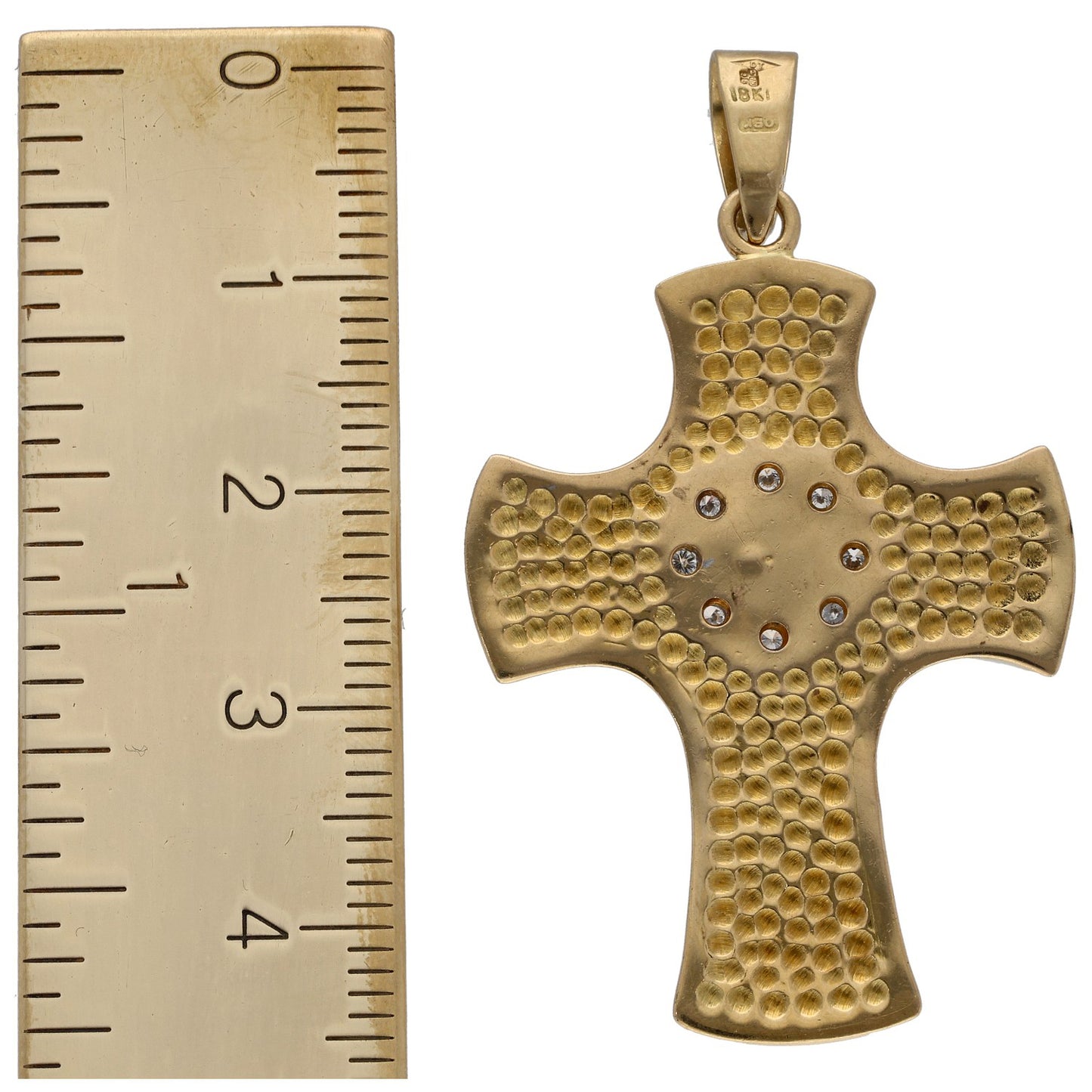 18ct Gold Sapphire & 0.04ct Diamond Cross Pendant